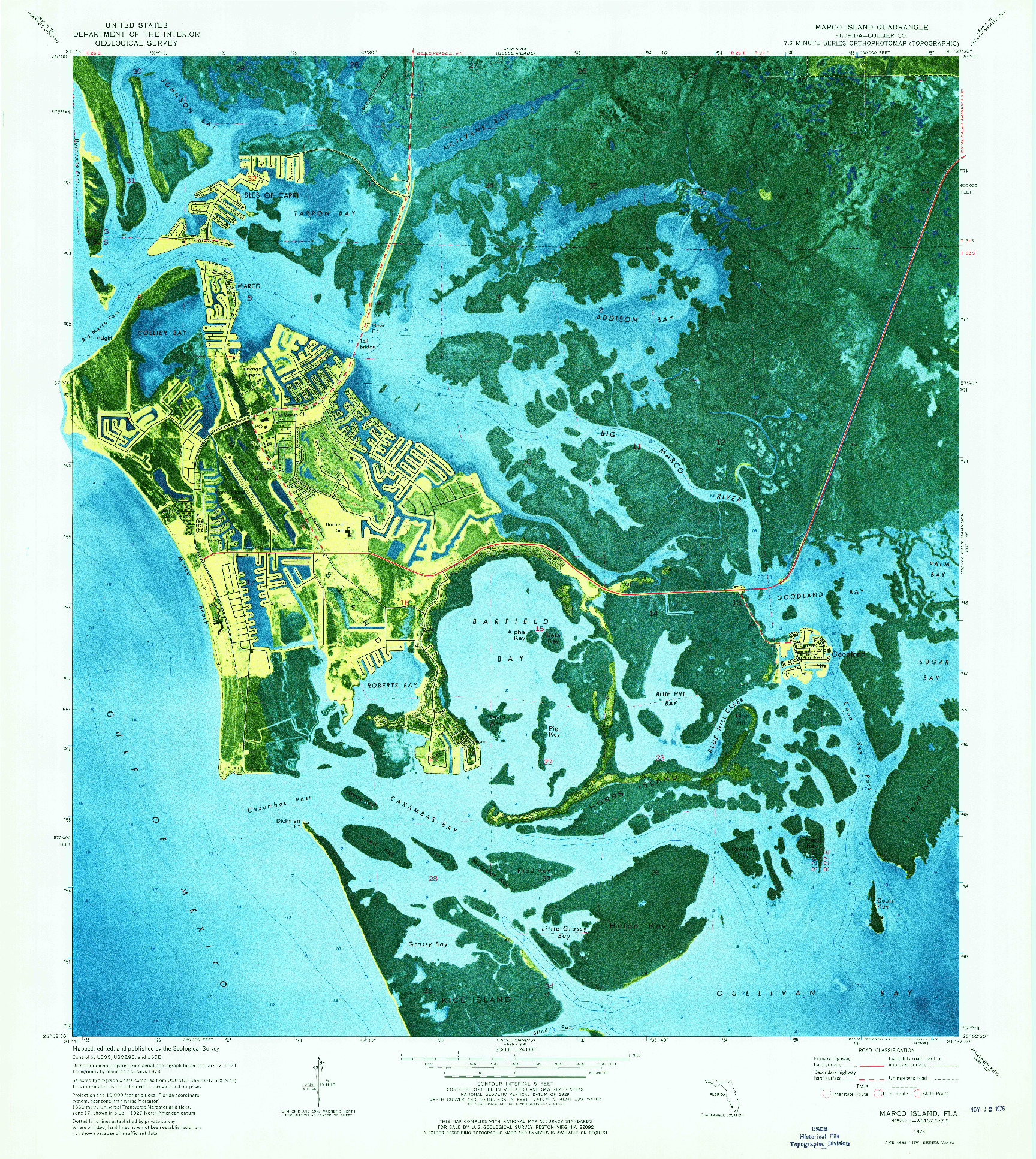 USGS 1:24000-SCALE QUADRANGLE FOR MARCO ISLAND, FL 1973