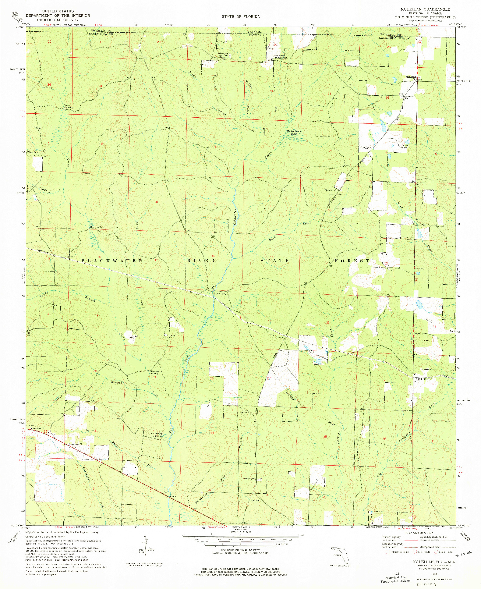 USGS 1:24000-SCALE QUADRANGLE FOR MC LELLAN, FL 1973