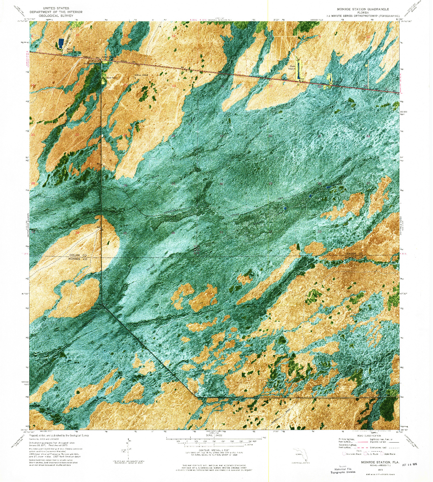 USGS 1:24000-SCALE QUADRANGLE FOR MONROE STATION, FL 1973
