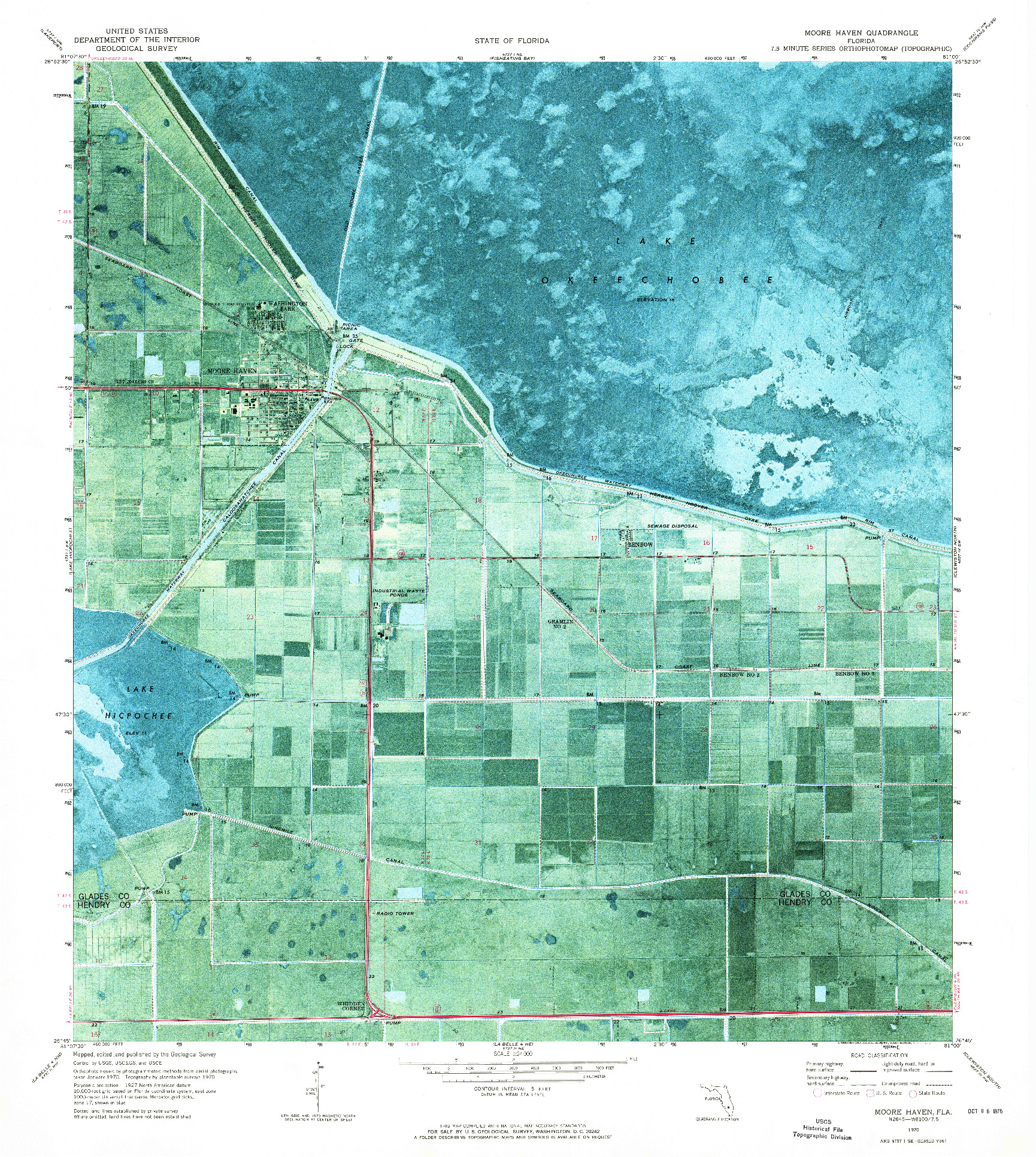 USGS 1:24000-SCALE QUADRANGLE FOR MOORE HAVEN, FL 1970