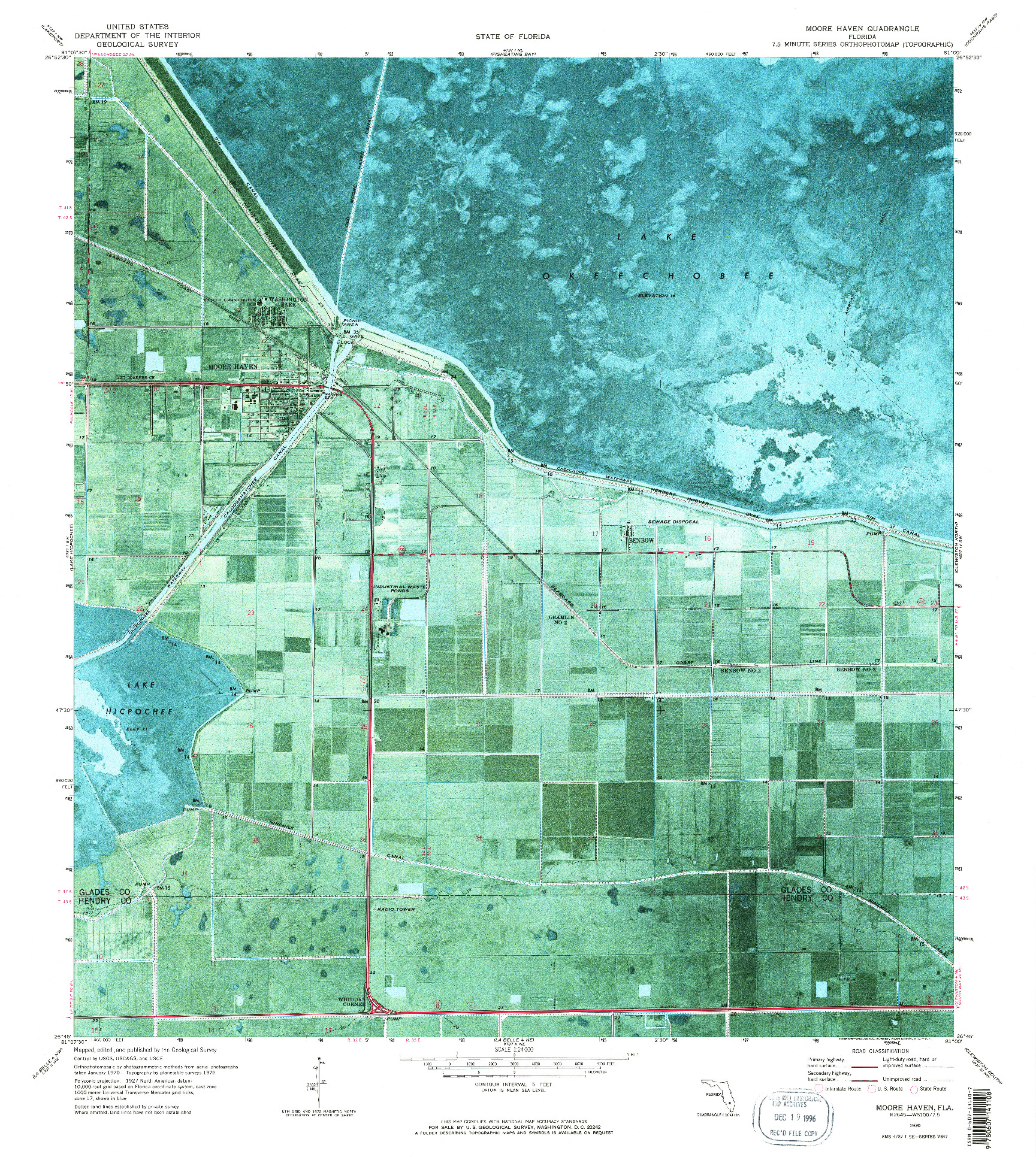 USGS 1:24000-SCALE QUADRANGLE FOR MOORE HAVEN, FL 1970