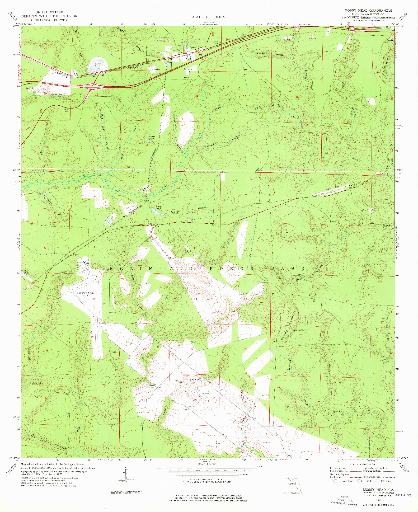 USGS 1:24000-SCALE QUADRANGLE FOR MOSSY HEAD, FL 1973