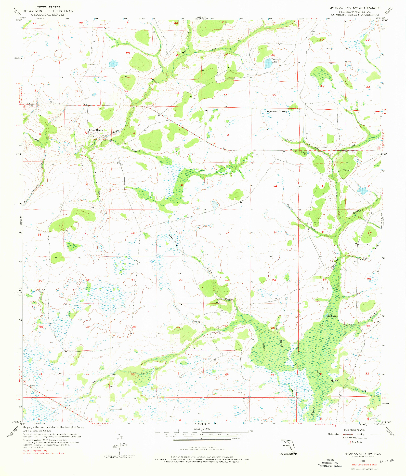 USGS 1:24000-SCALE QUADRANGLE FOR MYAKKA CITY NW, FL 1956