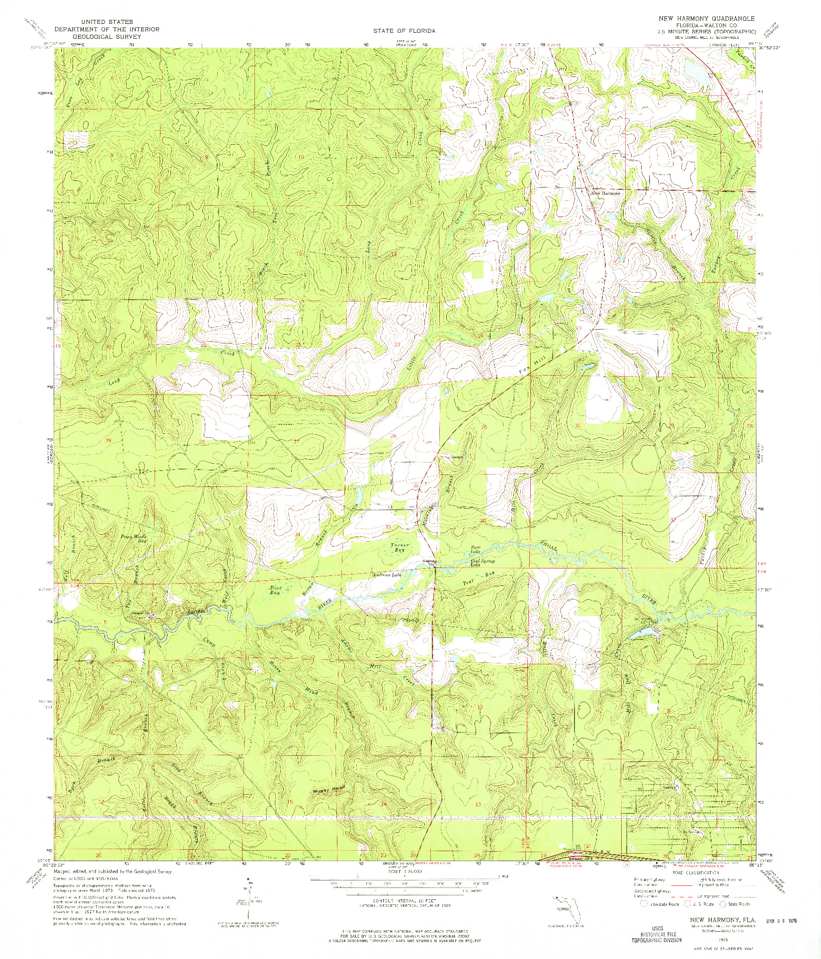 USGS 1:24000-SCALE QUADRANGLE FOR NEW HARMONY, FL 1973