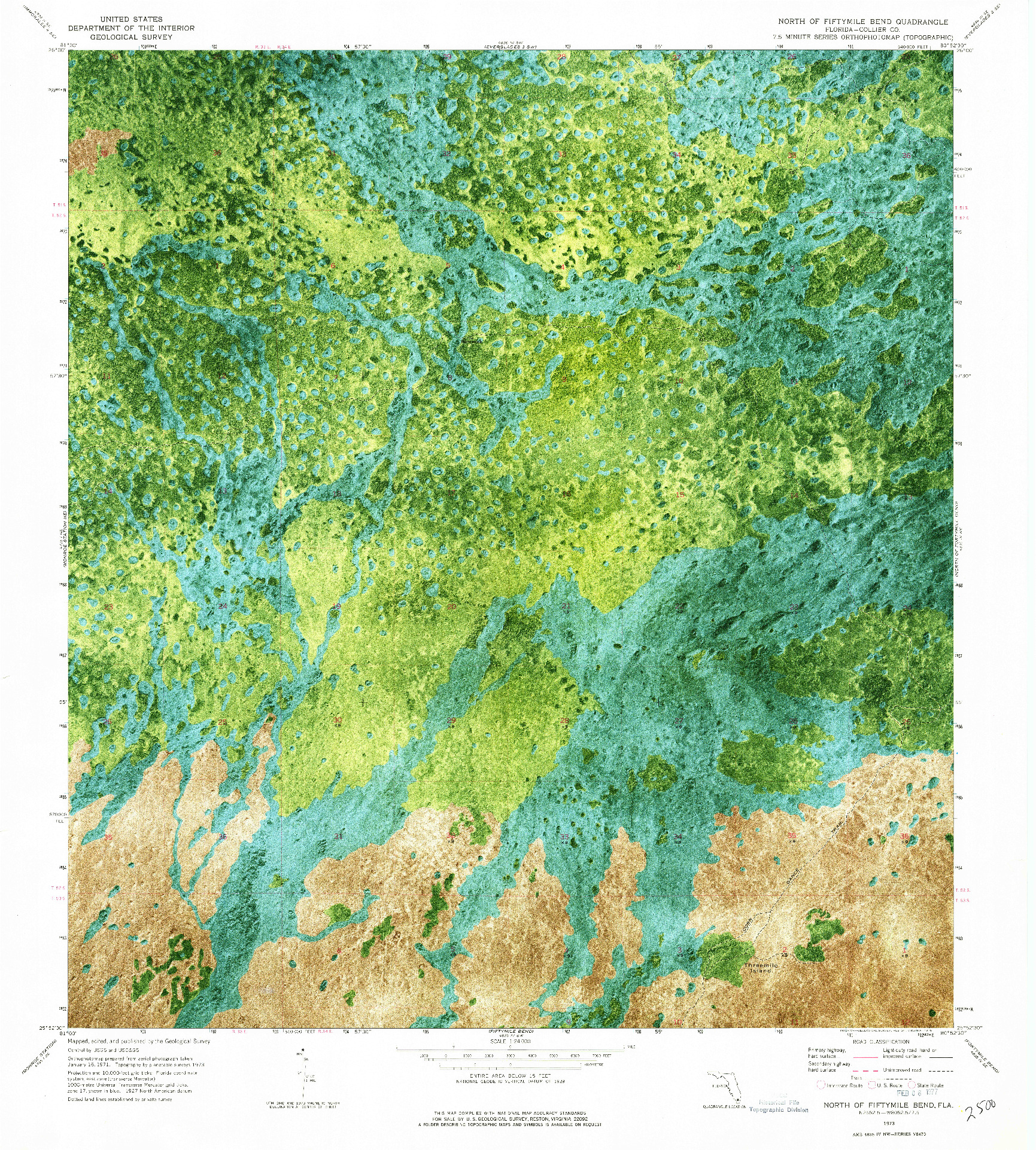 USGS 1:24000-SCALE QUADRANGLE FOR NORTH OF FIFTYMILE BEND, FL 1973