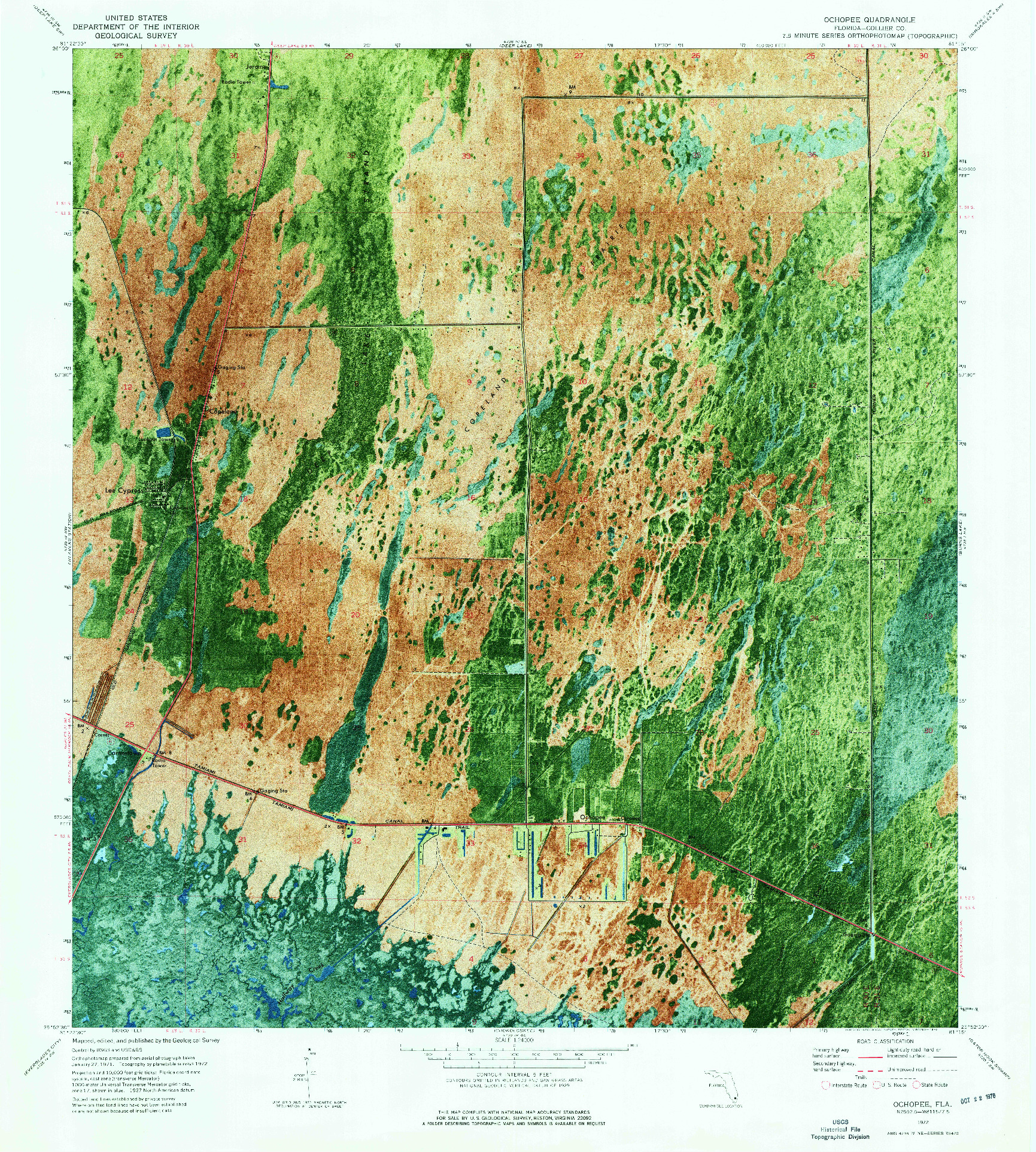 USGS 1:24000-SCALE QUADRANGLE FOR OCHOPEE, FL 1972