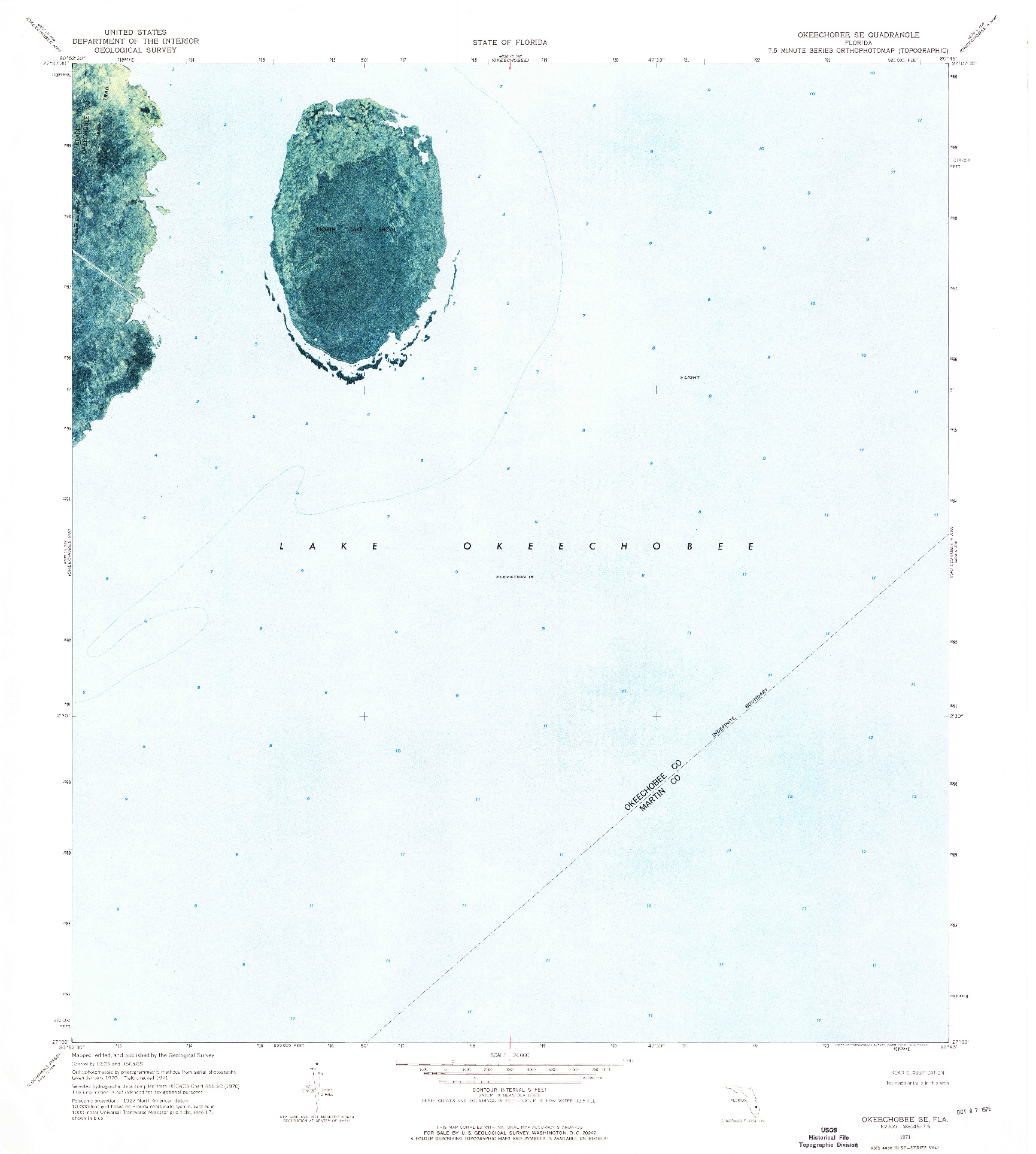 USGS 1:24000-SCALE QUADRANGLE FOR OKEECHOBEE SE, FL 1971