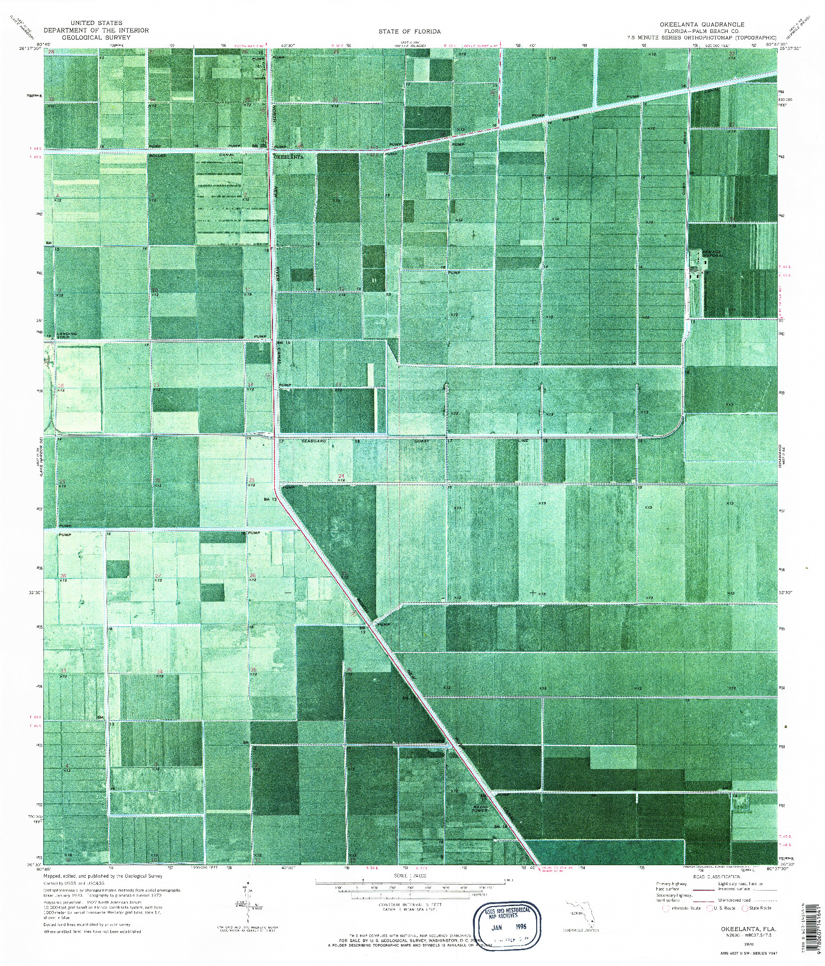 USGS 1:24000-SCALE QUADRANGLE FOR OKEELANTA, FL 1970