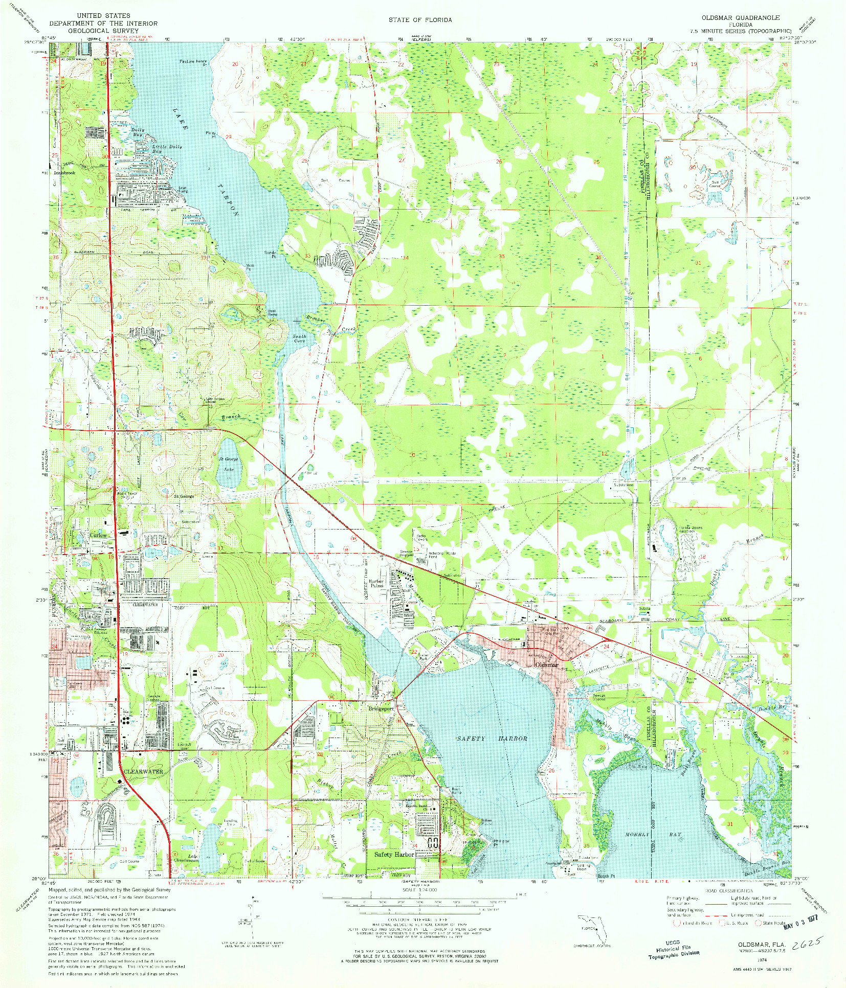 USGS 1:24000-SCALE QUADRANGLE FOR OLDSMAR, FL 1974