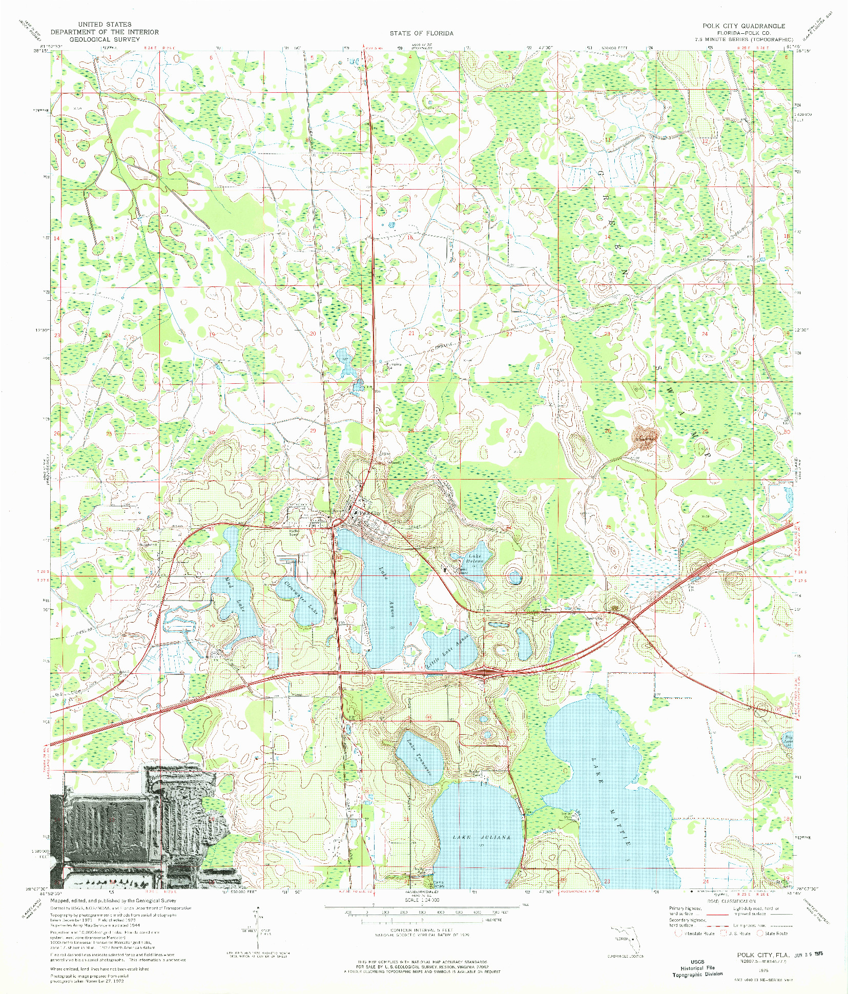 USGS 1:24000-SCALE QUADRANGLE FOR POLK CITY, FL 1975