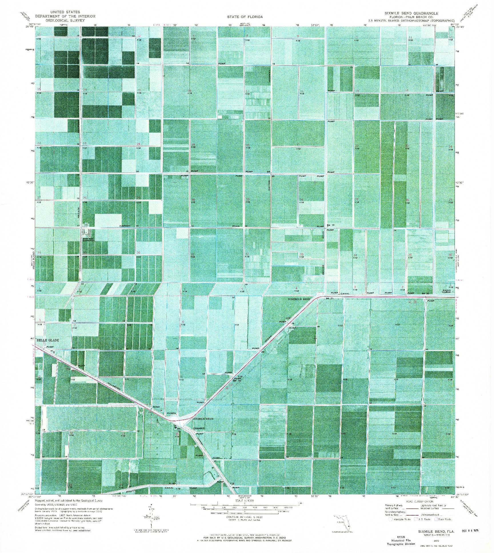 USGS 1:24000-SCALE QUADRANGLE FOR SIXMILE BEND, FL 1970