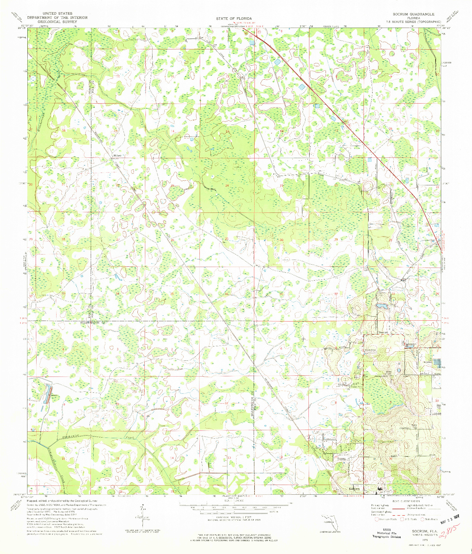 USGS 1:24000-SCALE QUADRANGLE FOR SOCRUM, FL 1975