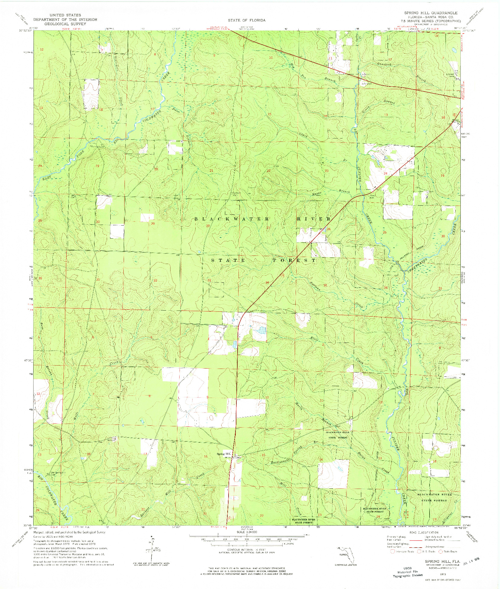 USGS 1:24000-SCALE QUADRANGLE FOR SPRING HILL, FL 1973