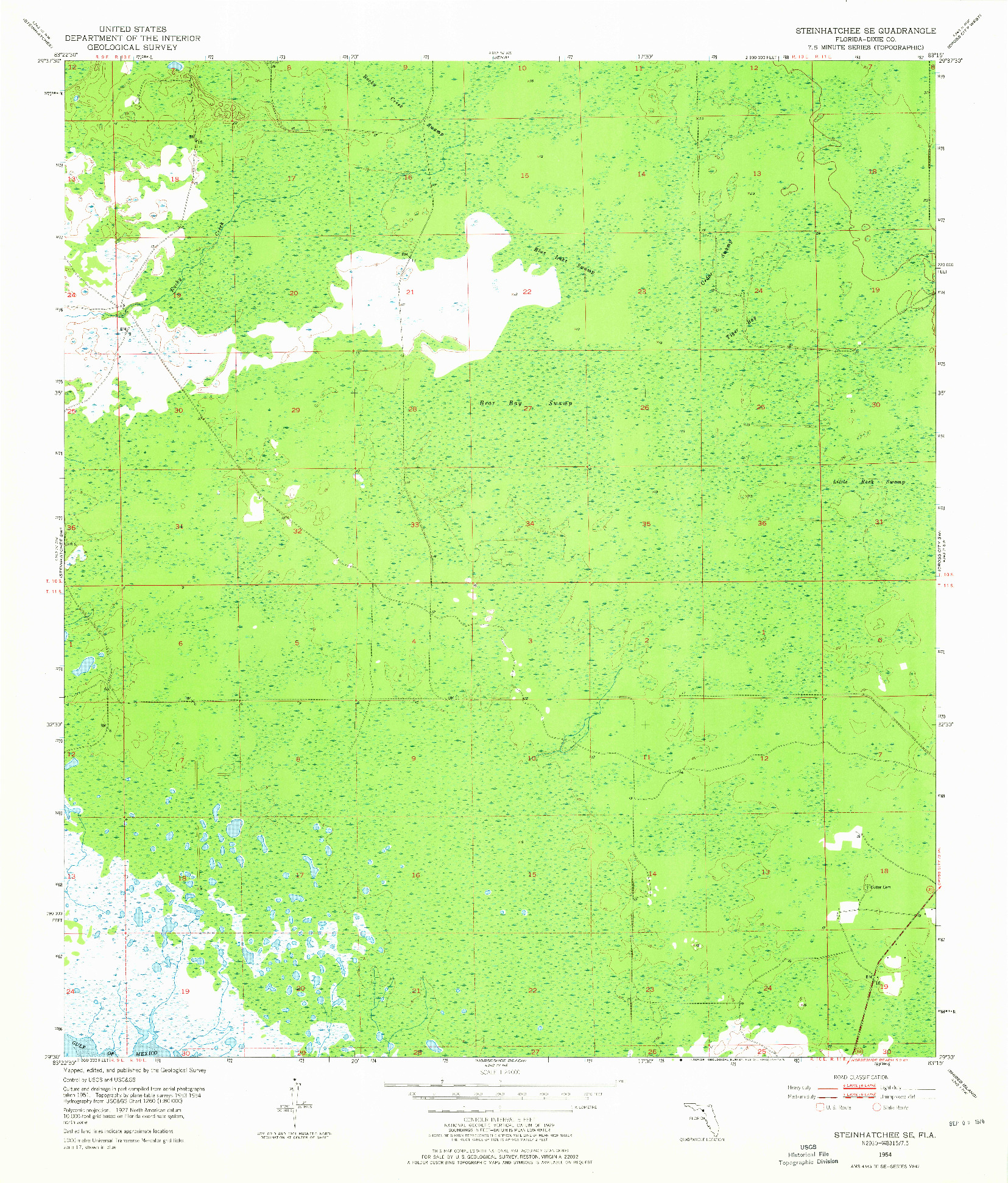 USGS 1:24000-SCALE QUADRANGLE FOR STEINHATCHEE SE, FL 1954