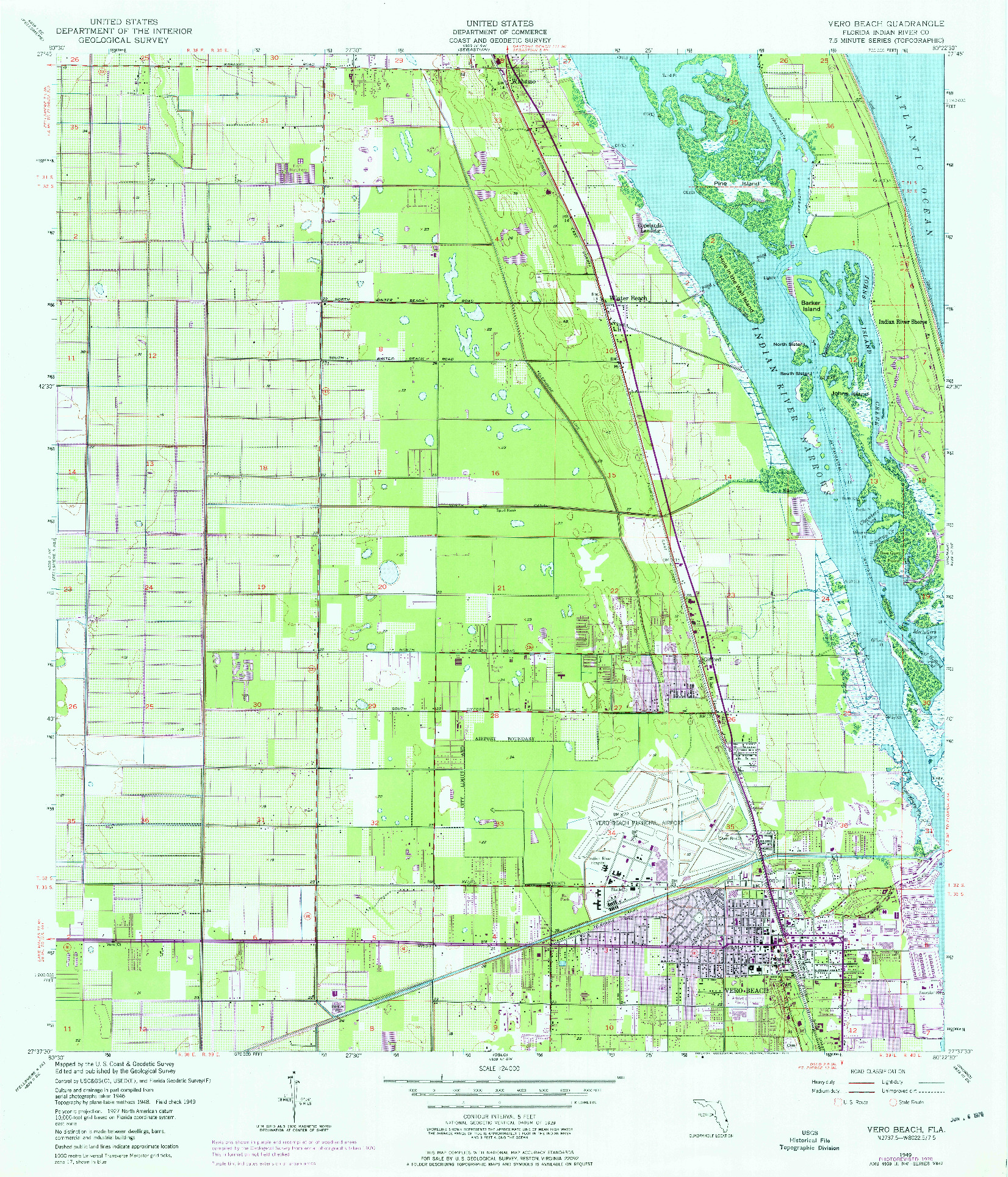 USGS 1:24000-SCALE QUADRANGLE FOR VERO BEACH, FL 1949