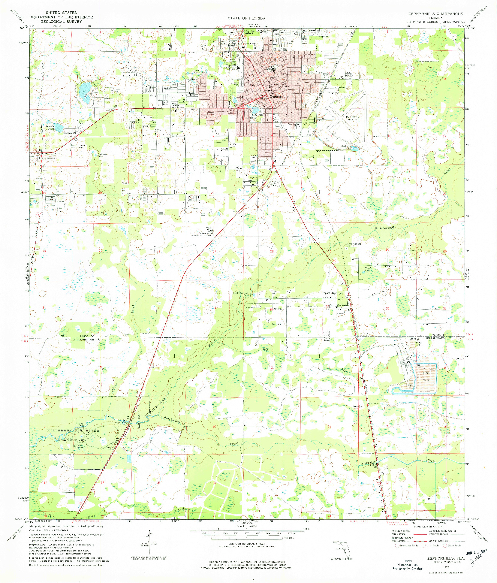 USGS 1:24000-SCALE QUADRANGLE FOR ZEPHYRHILLS, FL 1975