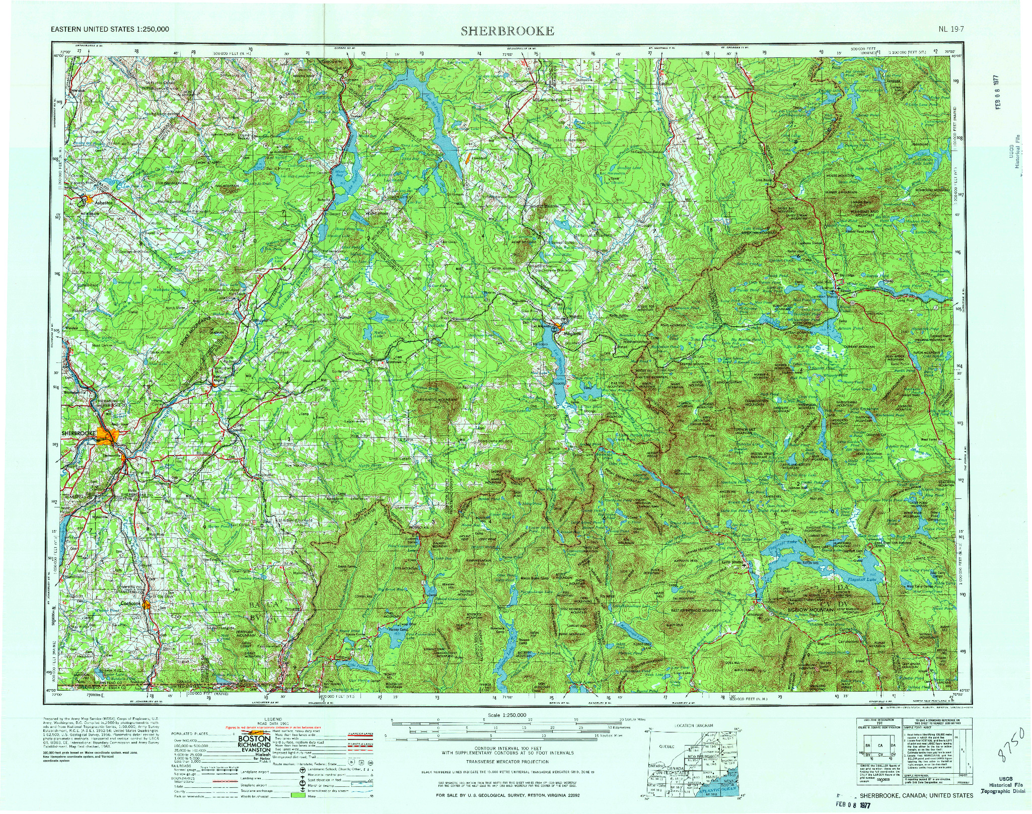 USGS 1:250000-SCALE QUADRANGLE FOR SHERBROOKE, ME 1976