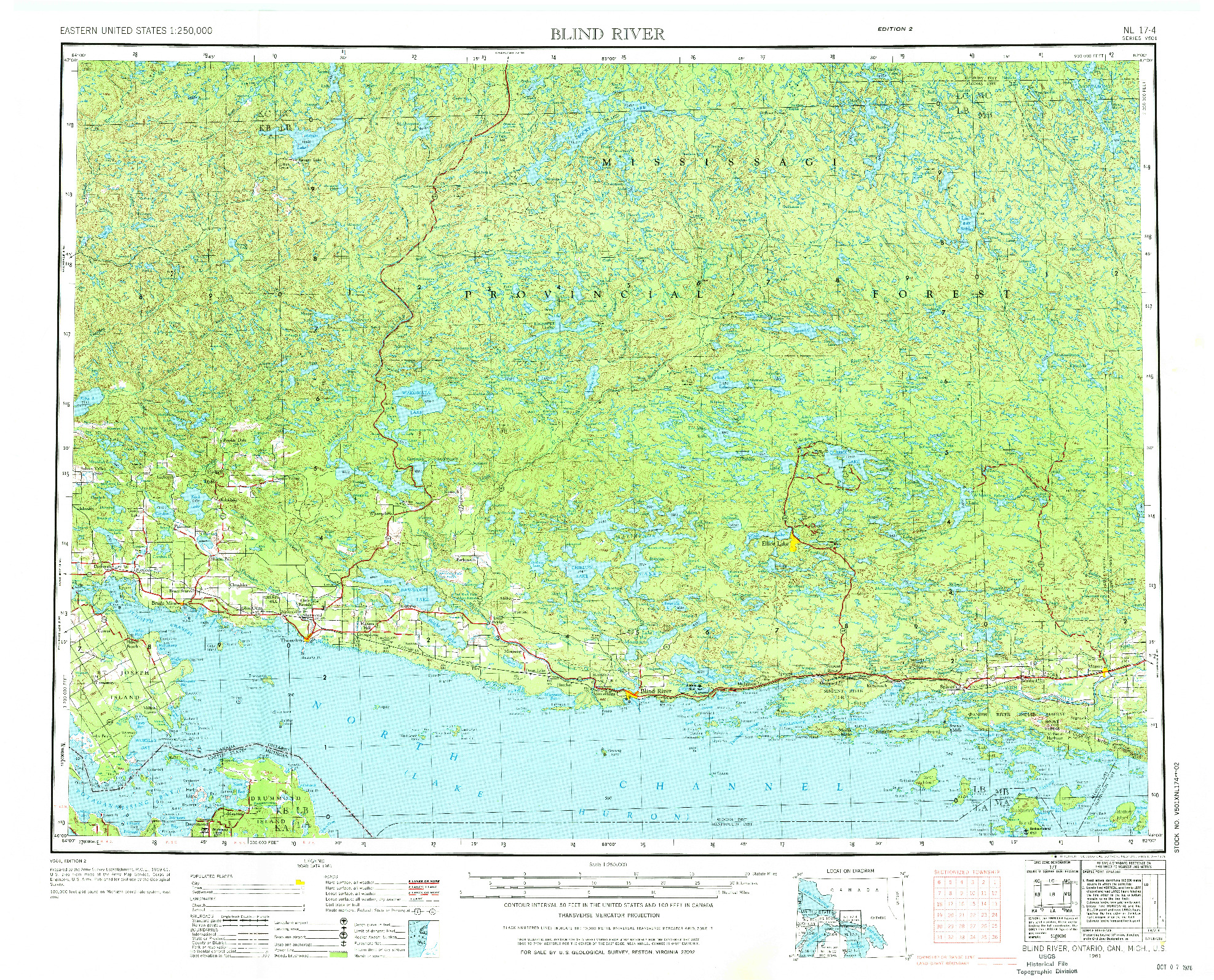 USGS 1:250000-SCALE QUADRANGLE FOR BLIND RIVER, MI 1961