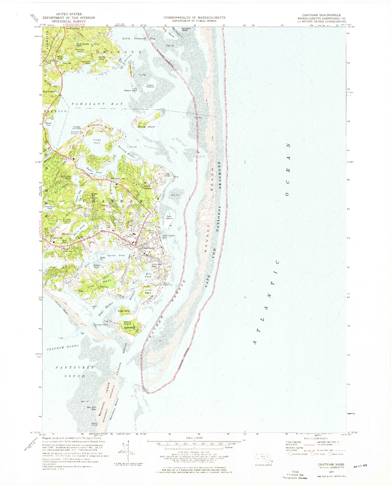 USGS 1:24000-SCALE QUADRANGLE FOR CHATHAM, MA 1974