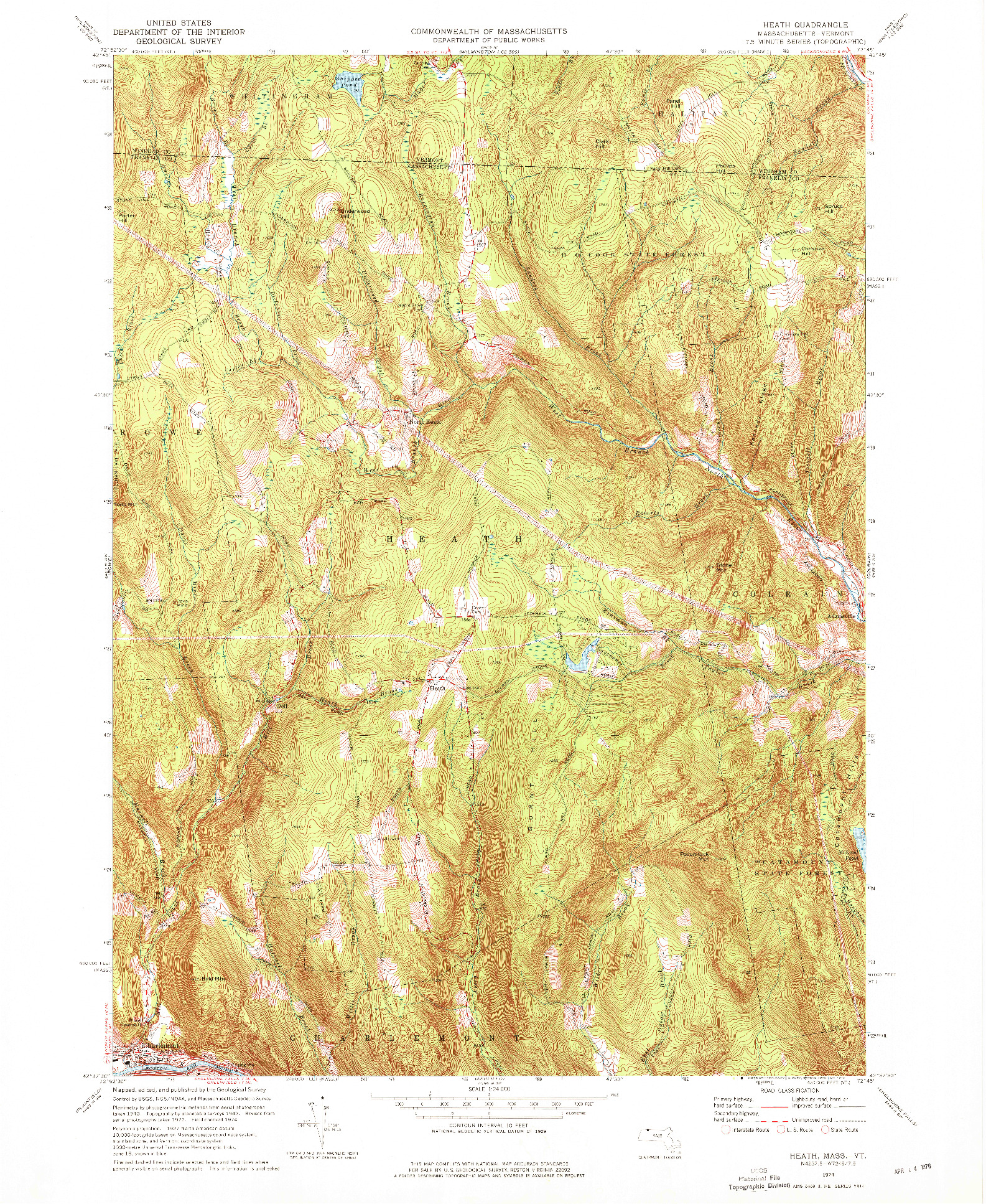 USGS 1:24000-SCALE QUADRANGLE FOR HEATH, MA 1974