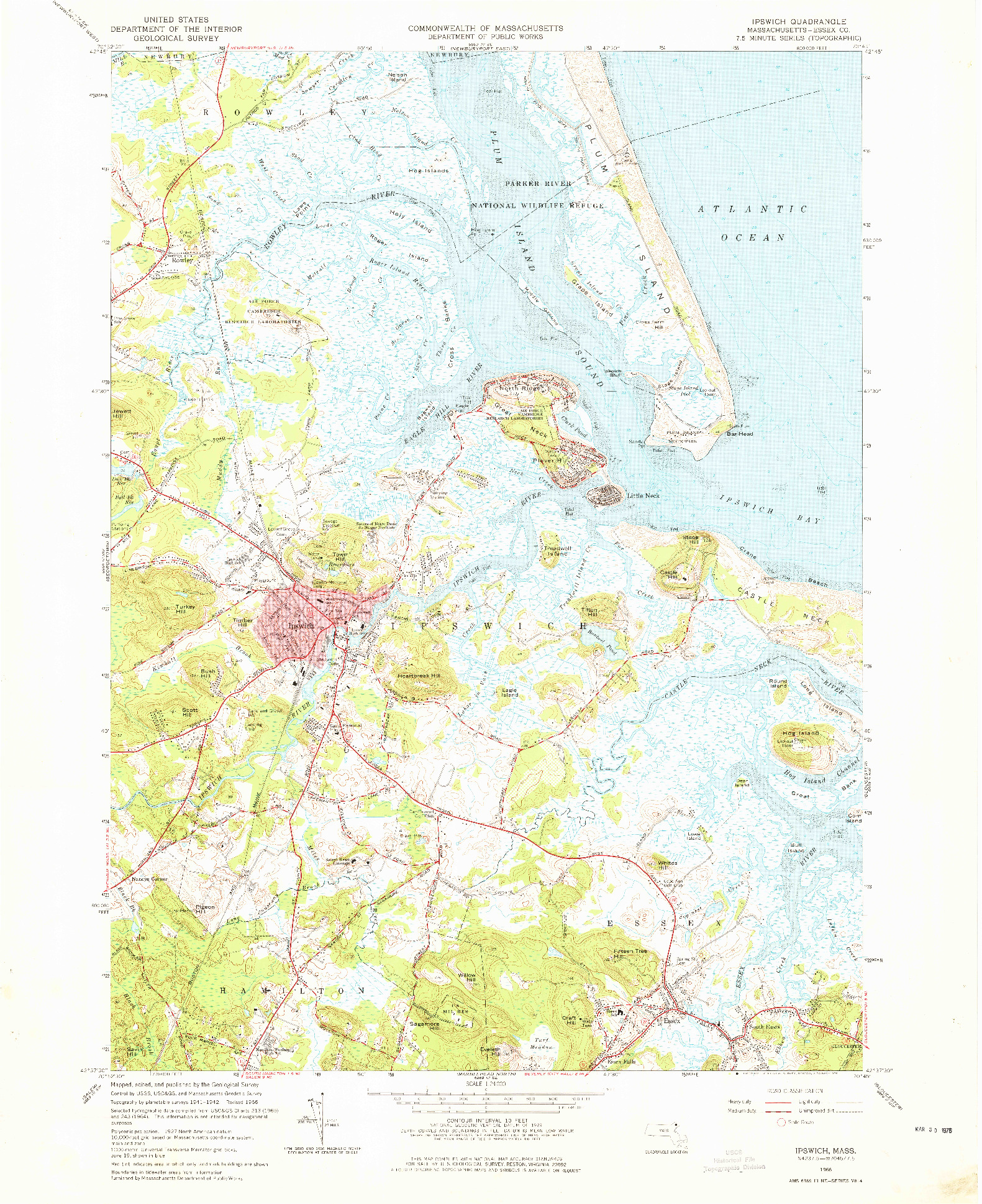 USGS 1:24000-SCALE QUADRANGLE FOR IPSWICH, MA 1966