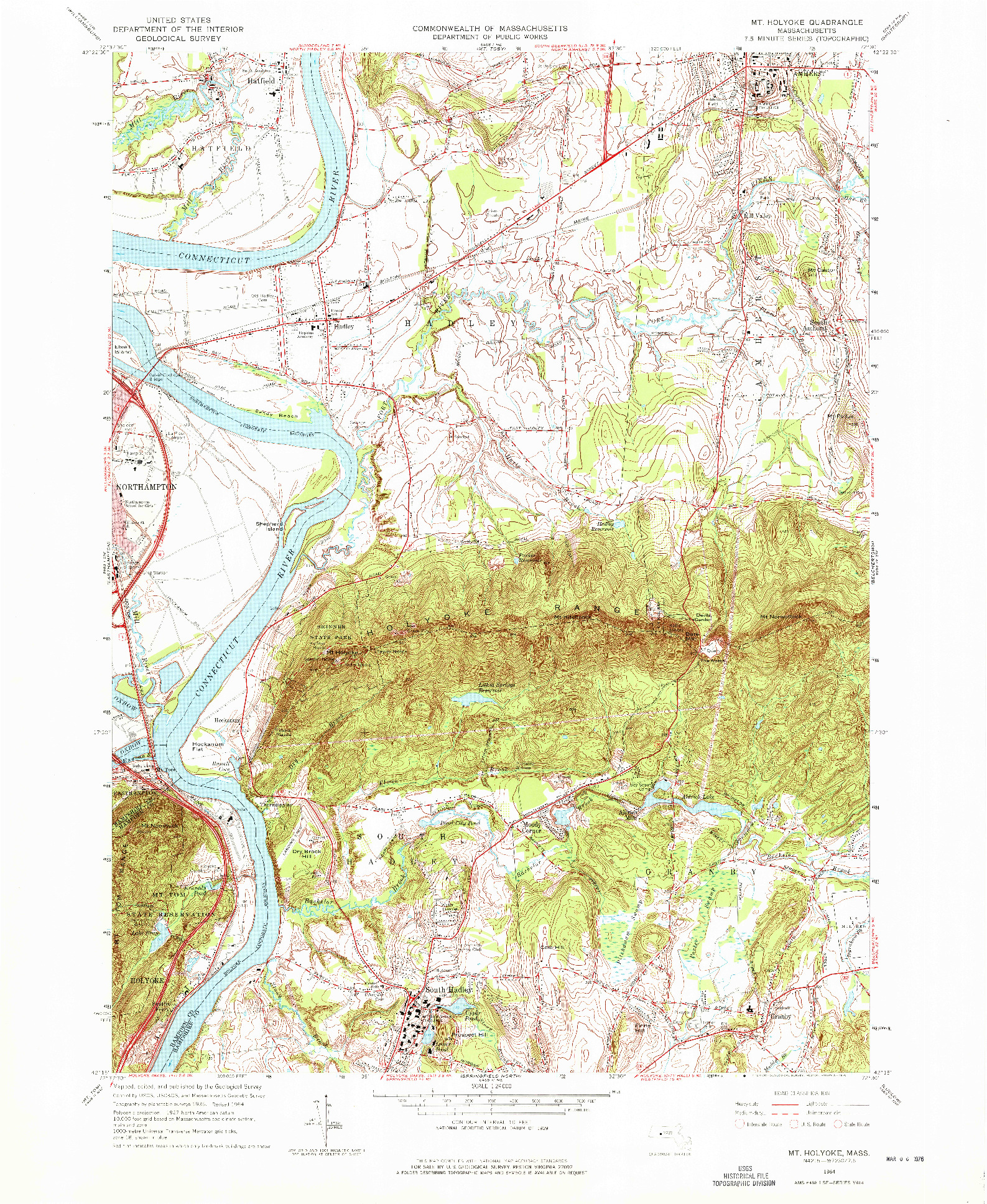 USGS 1:24000-SCALE QUADRANGLE FOR MT HOLYOKE, MA 1964