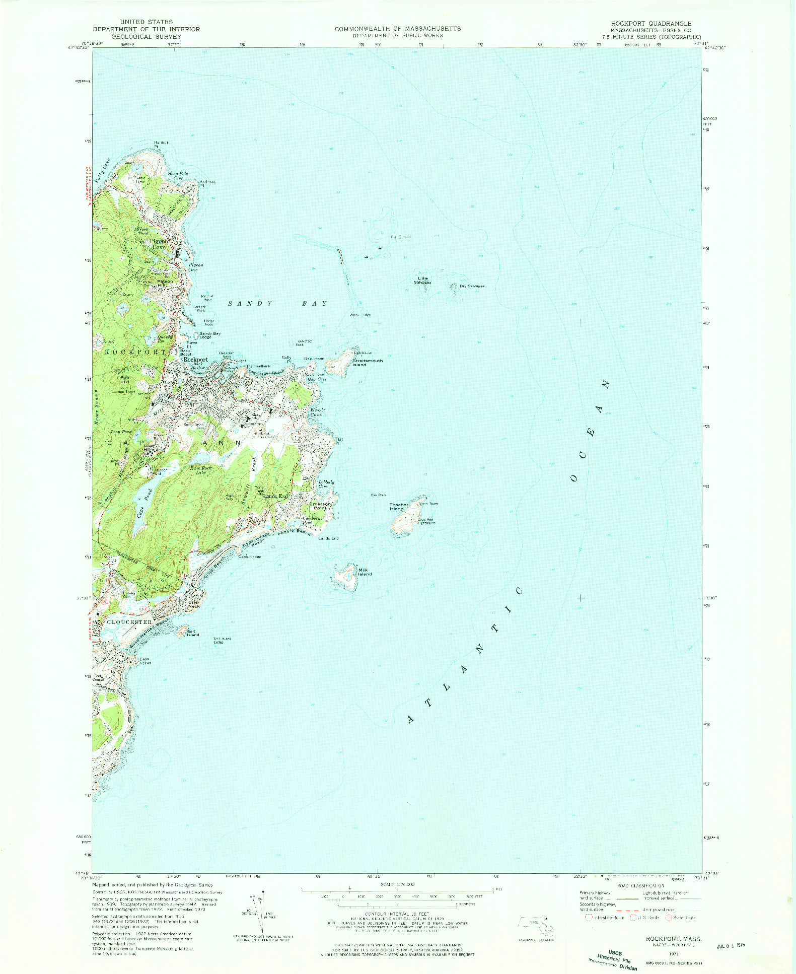 USGS 1:24000-SCALE QUADRANGLE FOR ROCKPORT, MA 1973