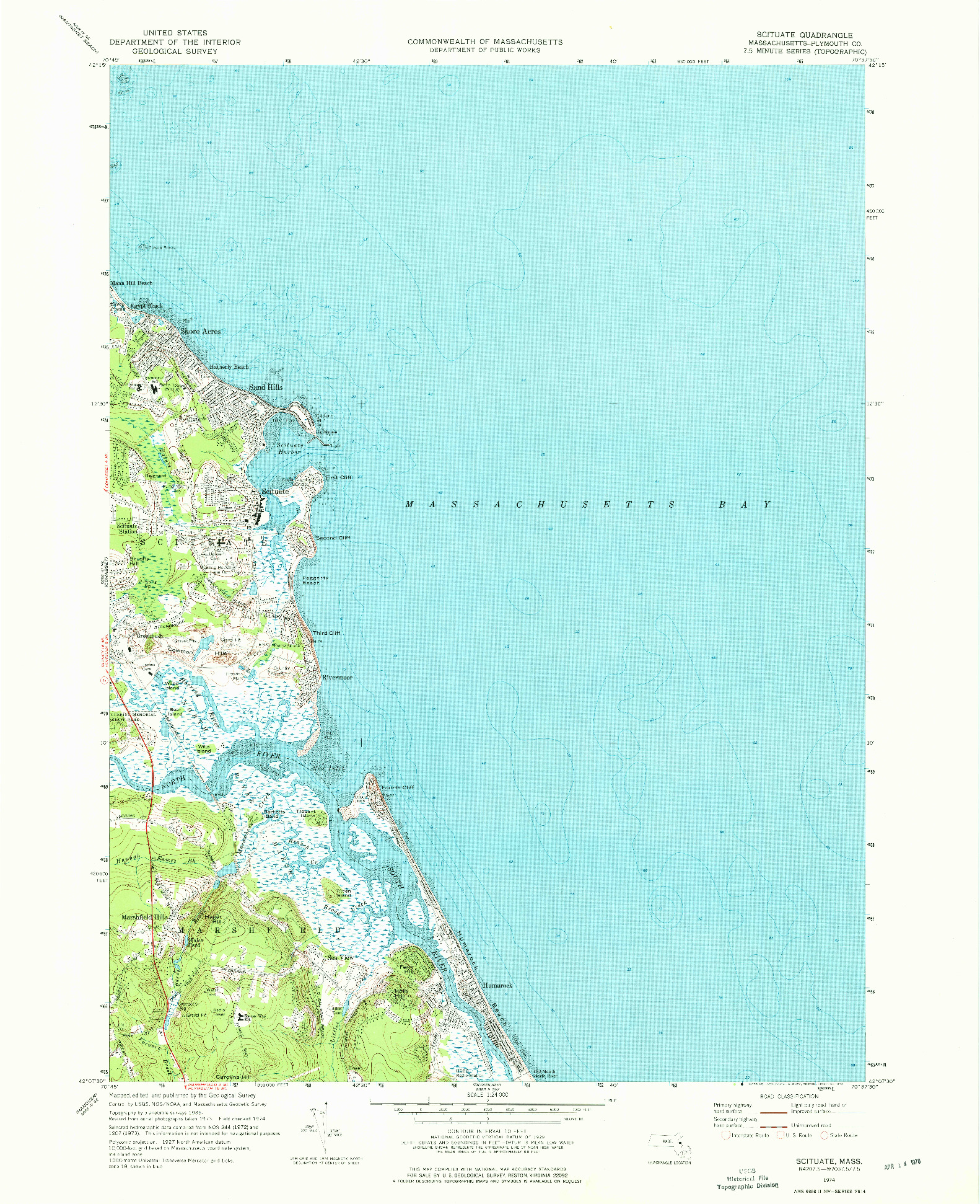 USGS 1:24000-SCALE QUADRANGLE FOR SCITUATE, MA 1974