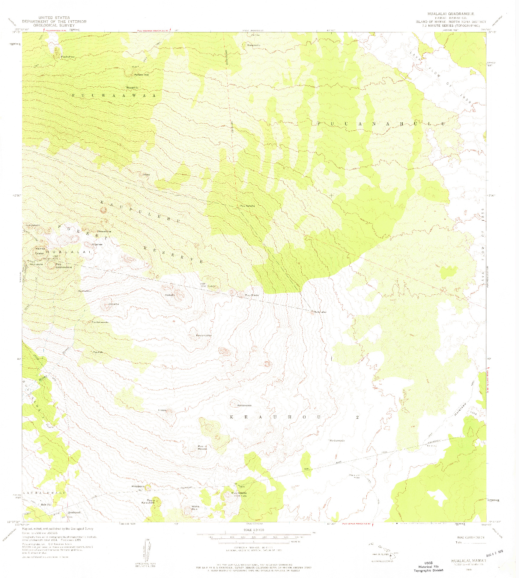 USGS 1:24000-SCALE QUADRANGLE FOR HUALALAI, HI 1959
