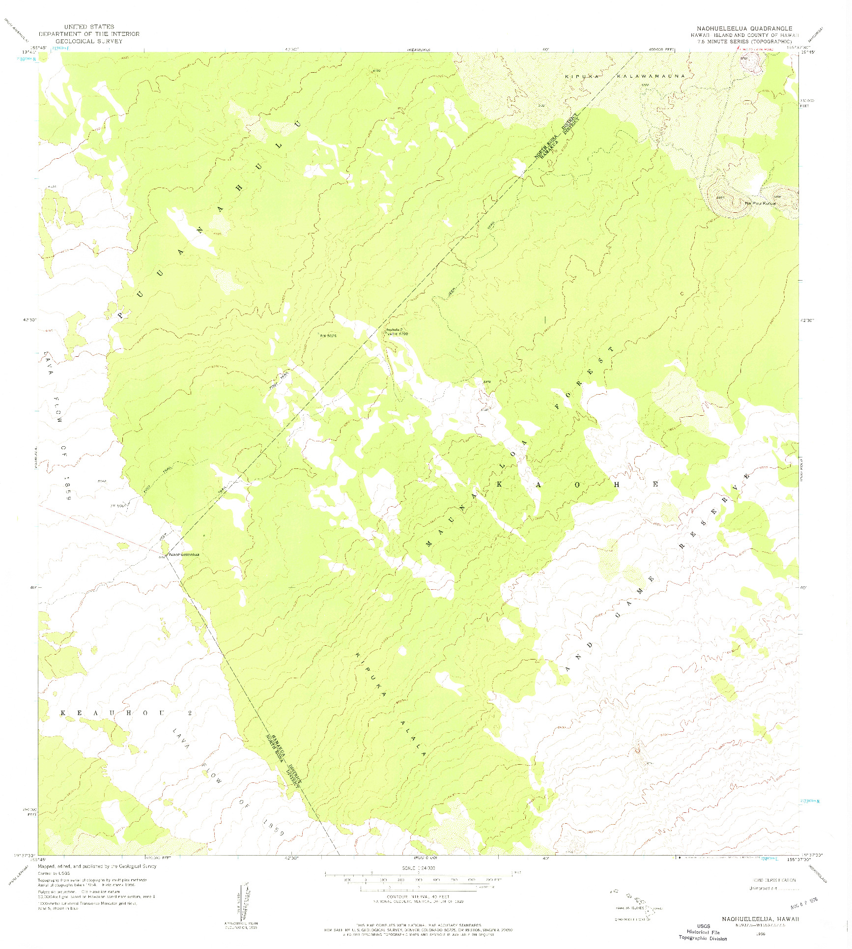 USGS 1:24000-SCALE QUADRANGLE FOR NAOHUELEELUA, HI 1956