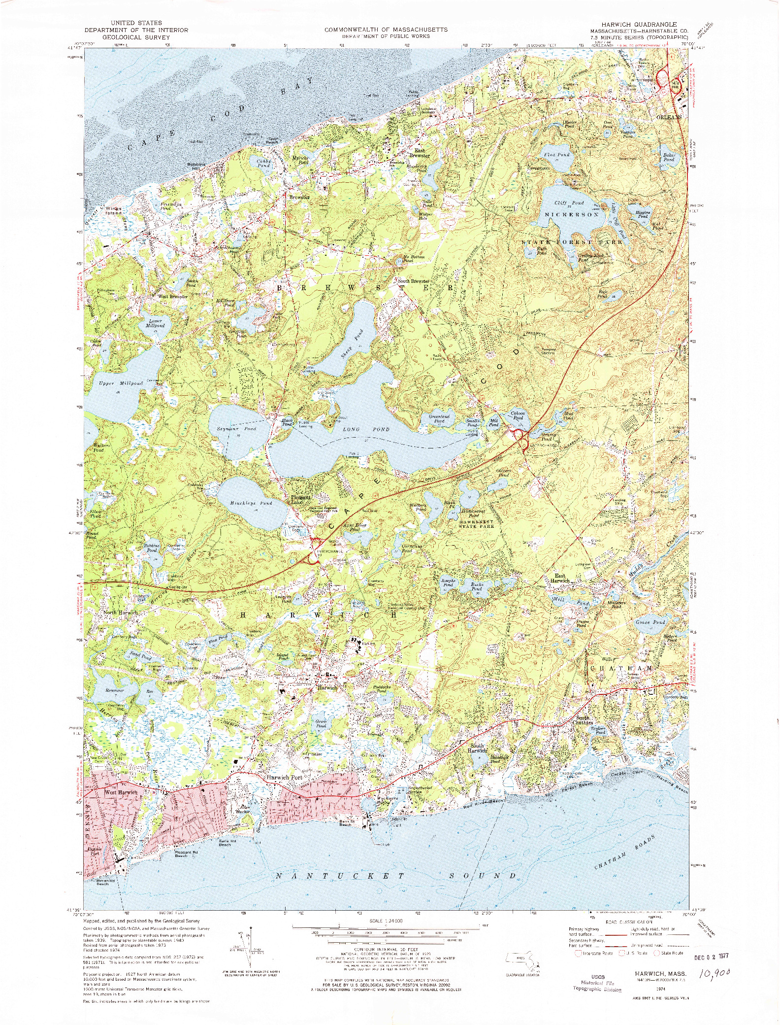 USGS 1:24000-SCALE QUADRANGLE FOR HARWICH, MA 1974