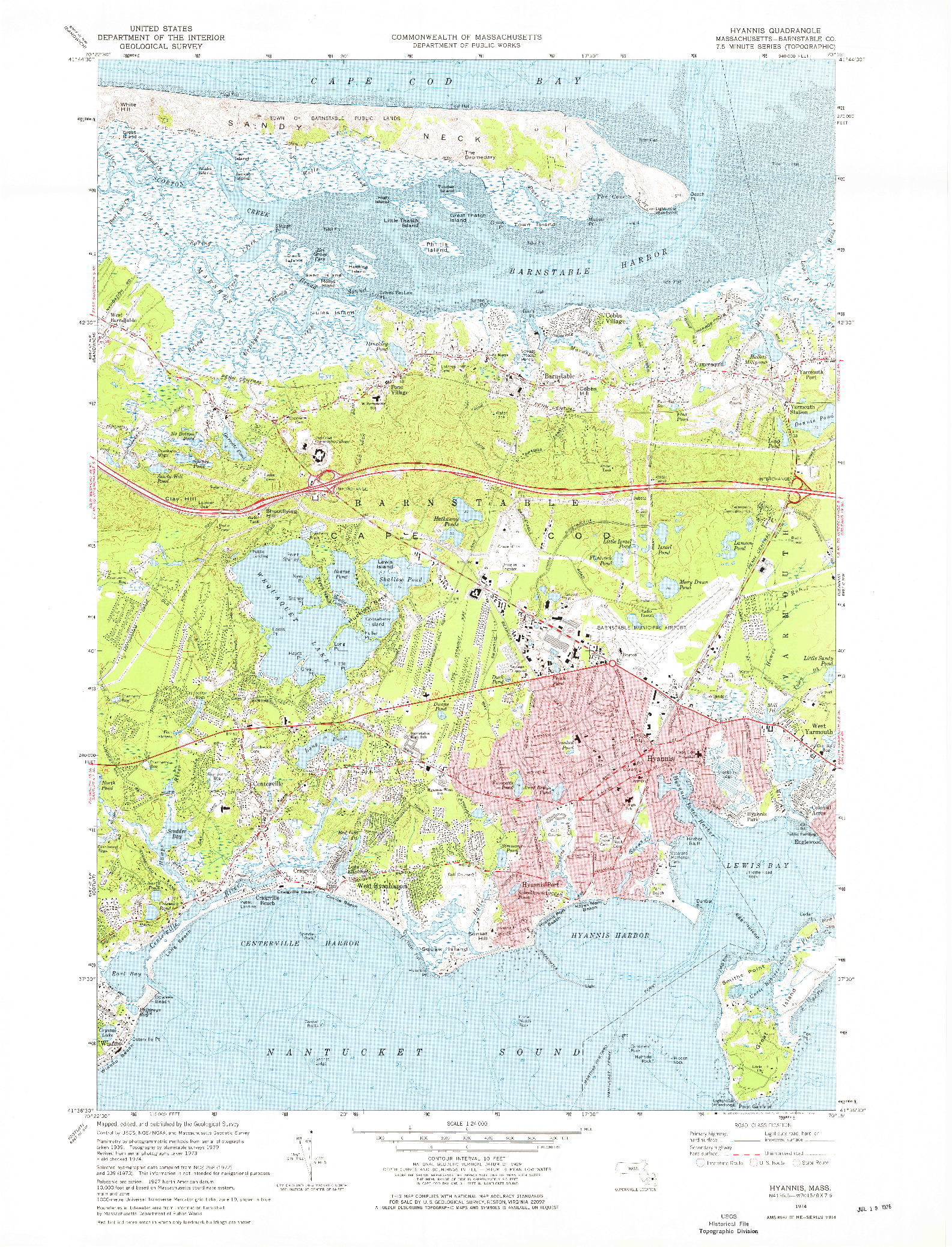 USGS 1:24000-SCALE QUADRANGLE FOR HYANNIS, MA 1974