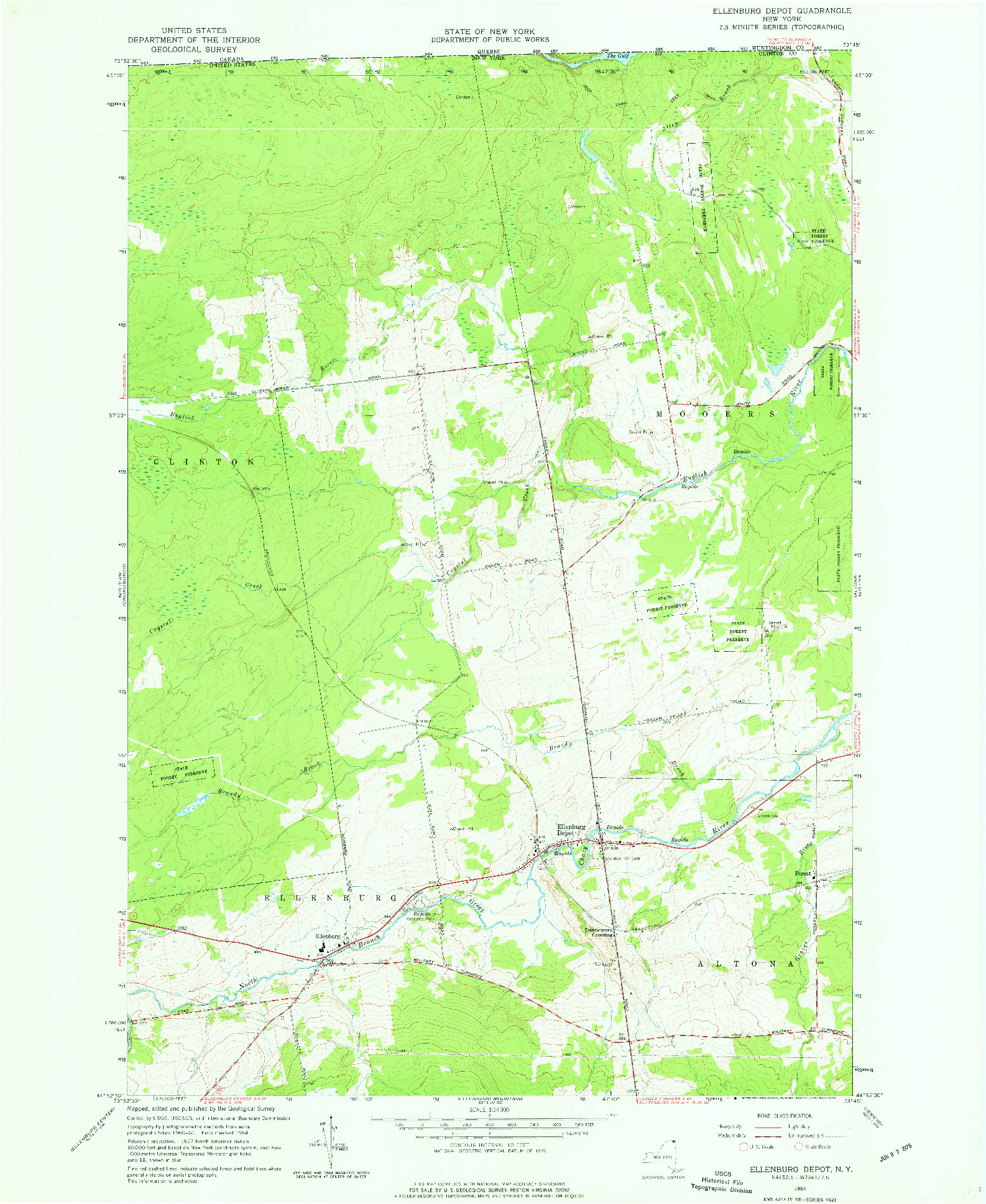 USGS 1:24000-SCALE QUADRANGLE FOR ELLENBURG DEPOT, NY 1964