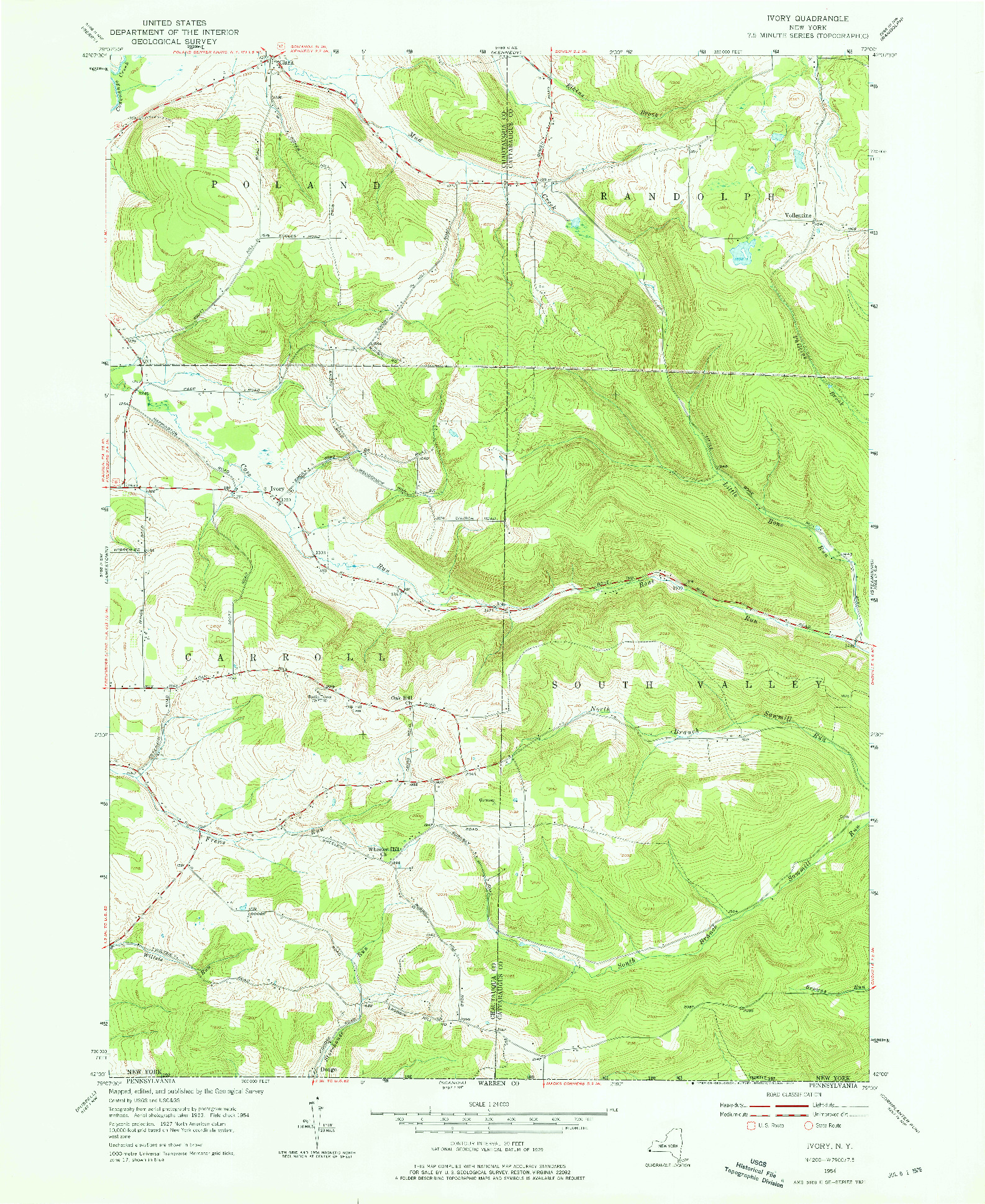 USGS 1:24000-SCALE QUADRANGLE FOR IVORY, NY 1954