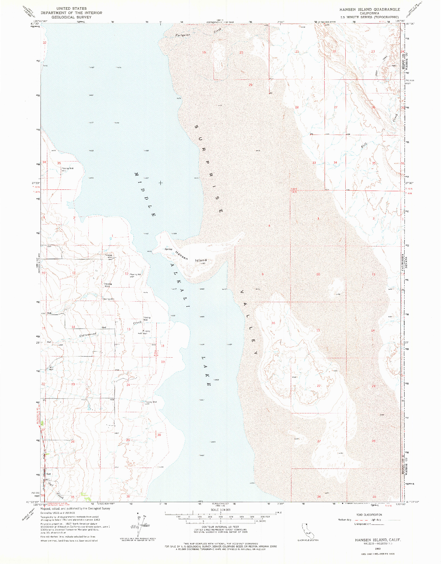 USGS 1:24000-SCALE QUADRANGLE FOR HANSEN ISLAND, CA 1963