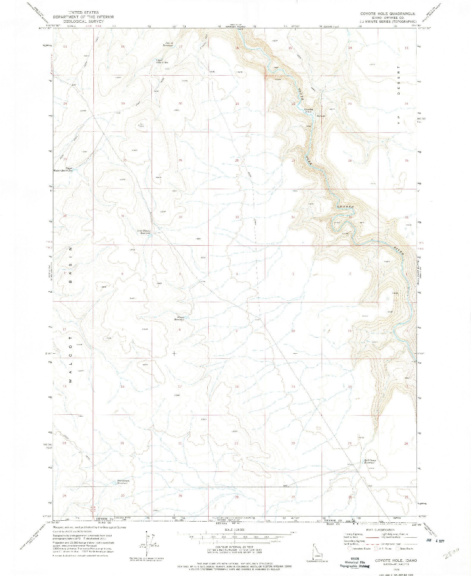 USGS 1:24000-SCALE QUADRANGLE FOR COYOTE HOLE, ID 1973