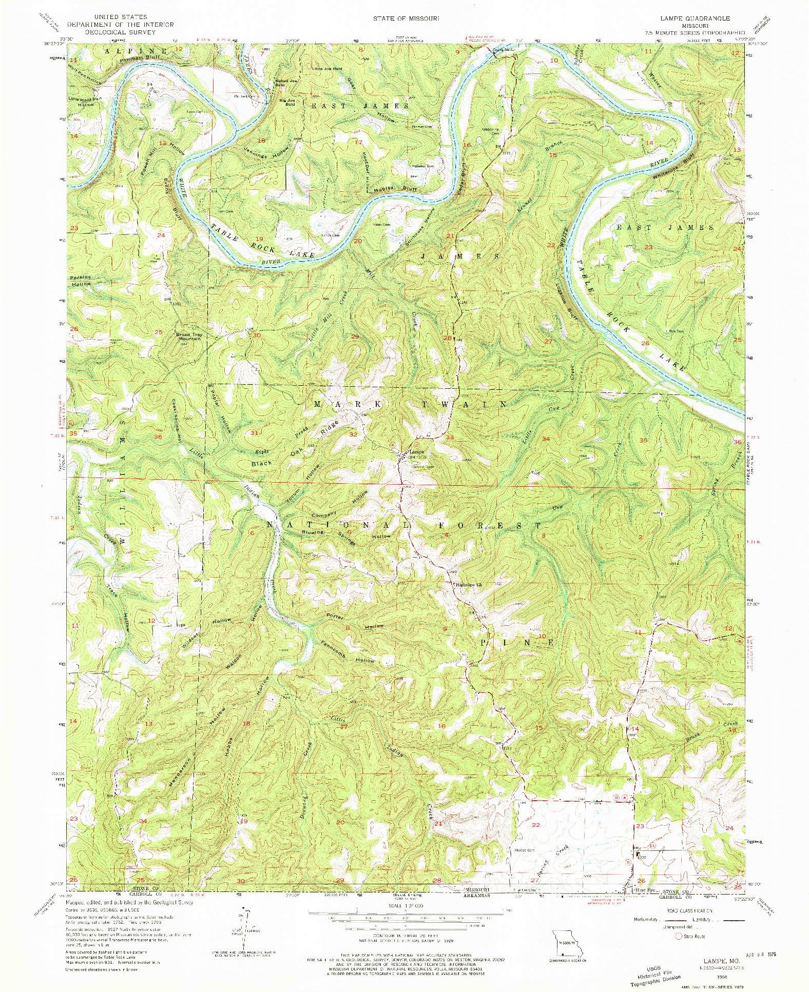 USGS 1:24000-SCALE QUADRANGLE FOR LAMPE, MO 1956