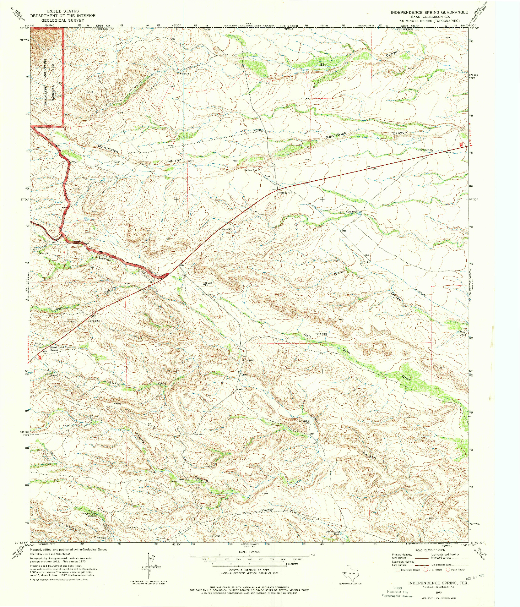USGS 1:24000-SCALE QUADRANGLE FOR INDEPENDENCE SPRING, TX 1973