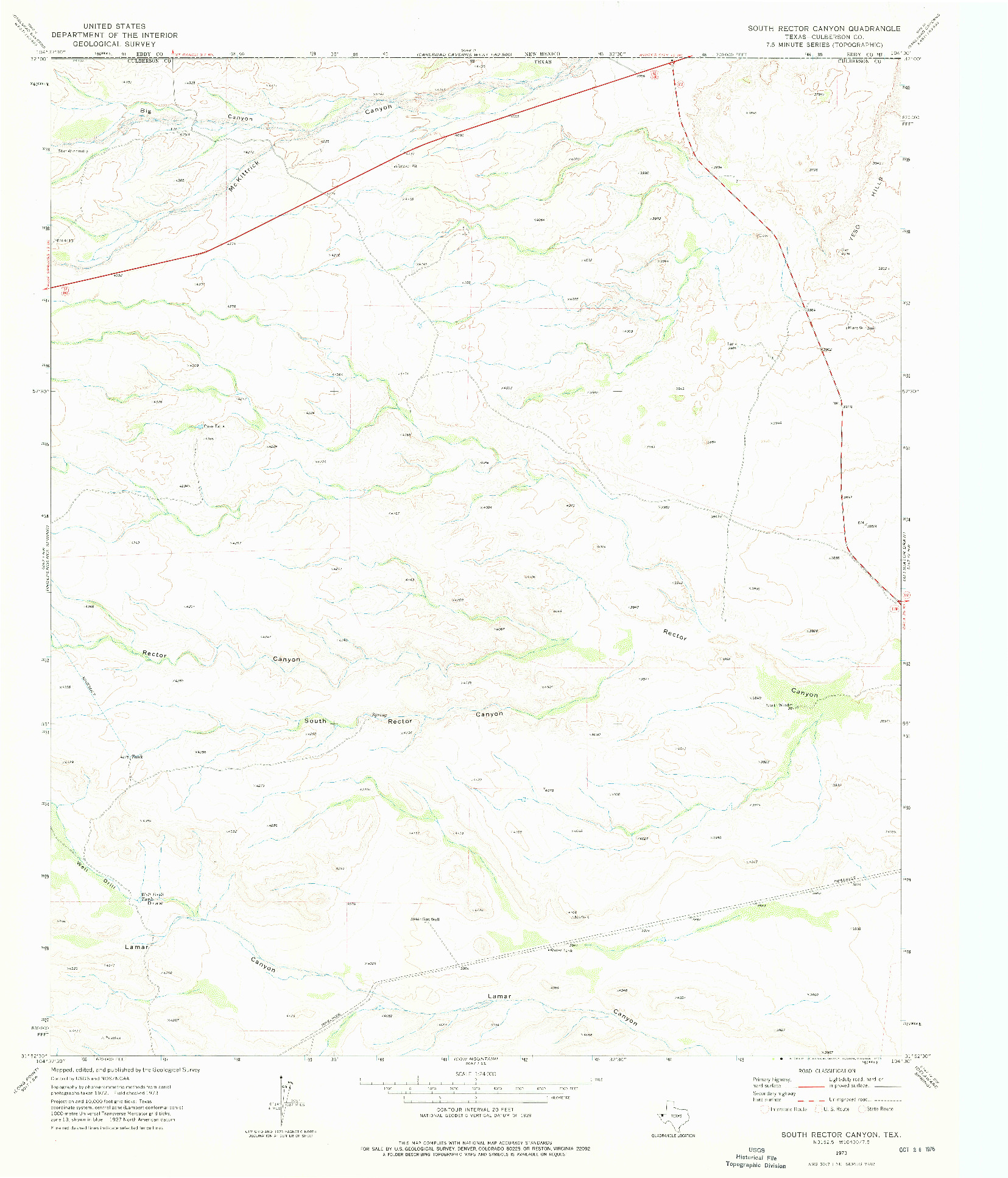 USGS 1:24000-SCALE QUADRANGLE FOR SOUTH RECTOR CANYON, TX 1973