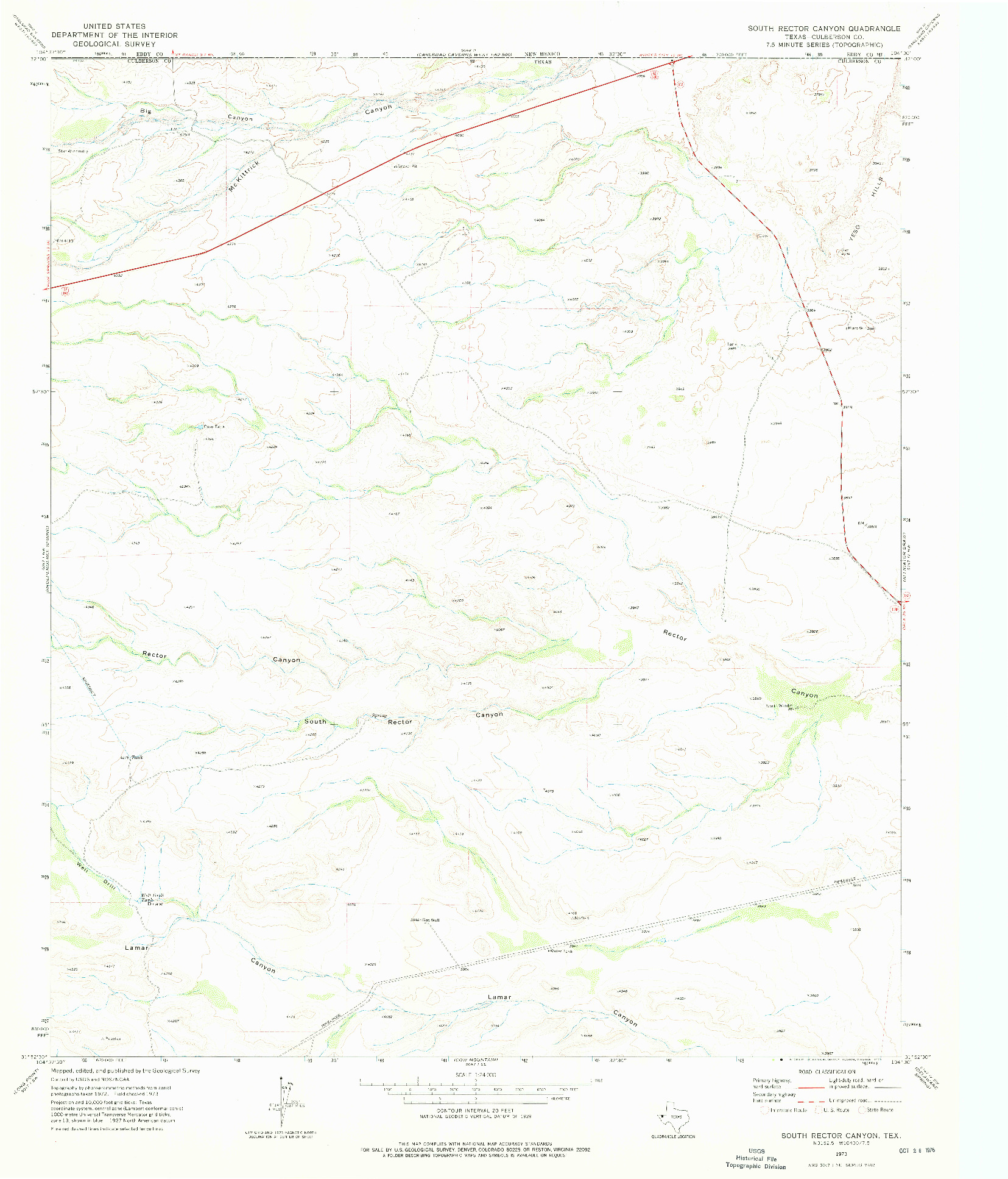 USGS 1:24000-SCALE QUADRANGLE FOR SOUTH RECTOR CANYON, TX 1973