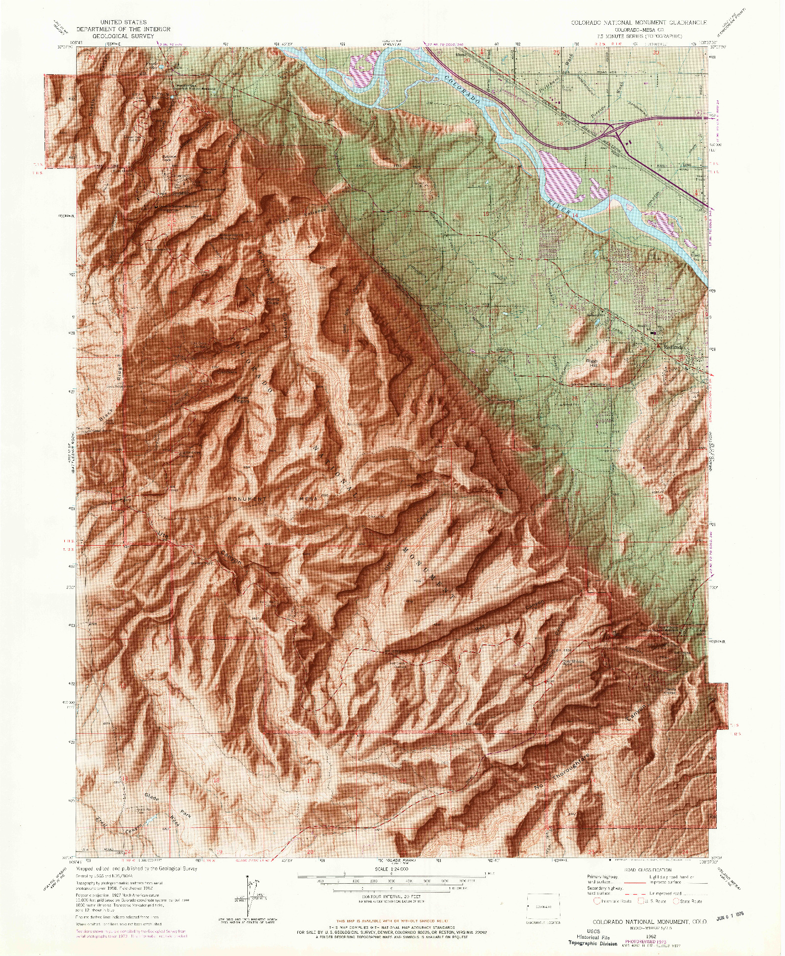 USGS 1:24000-SCALE QUADRANGLE FOR COLORADO NATIONAL MONUMENT, CO 1962