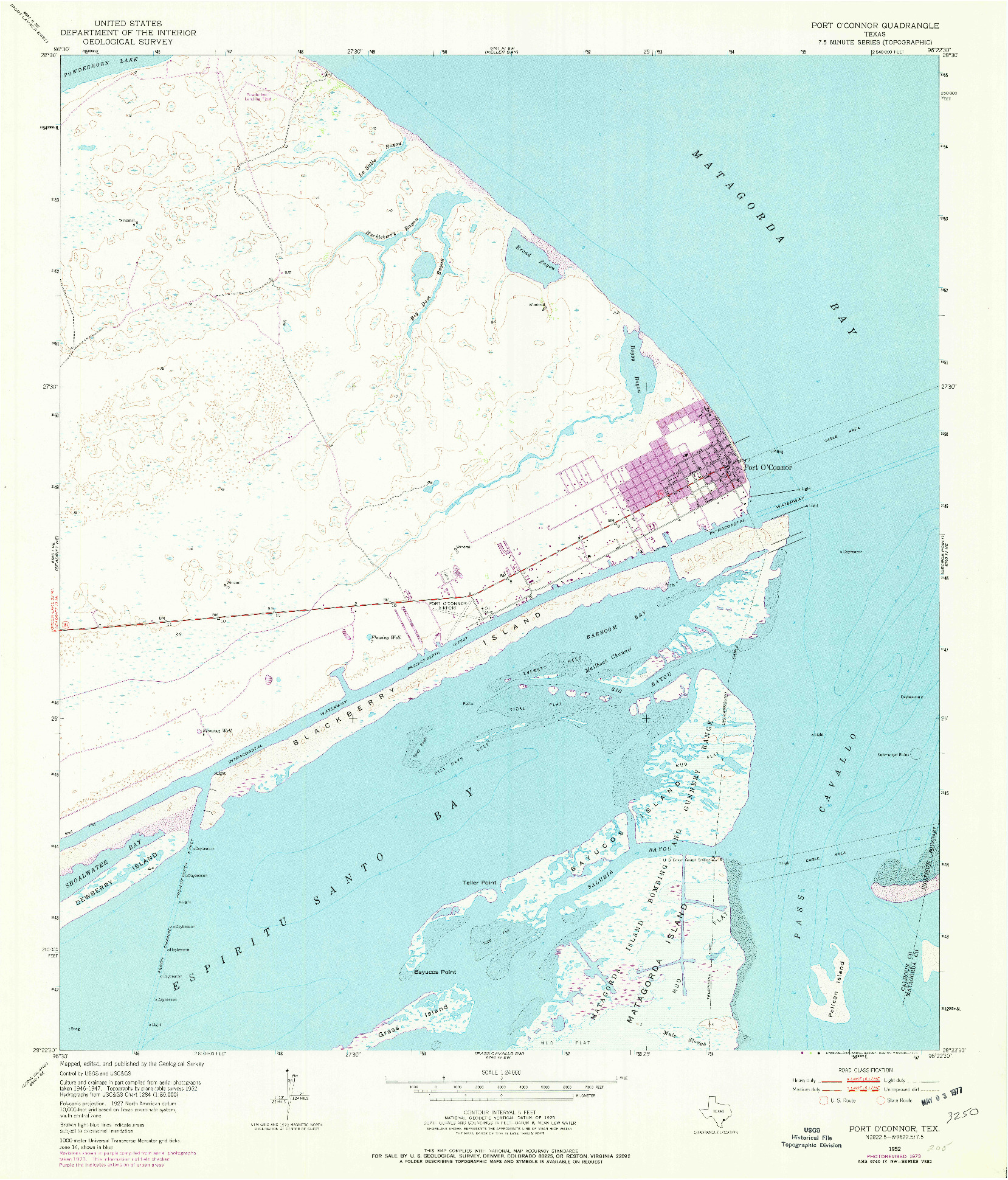 USGS 1:24000-SCALE QUADRANGLE FOR PORT O'CONNOR, TX 1952