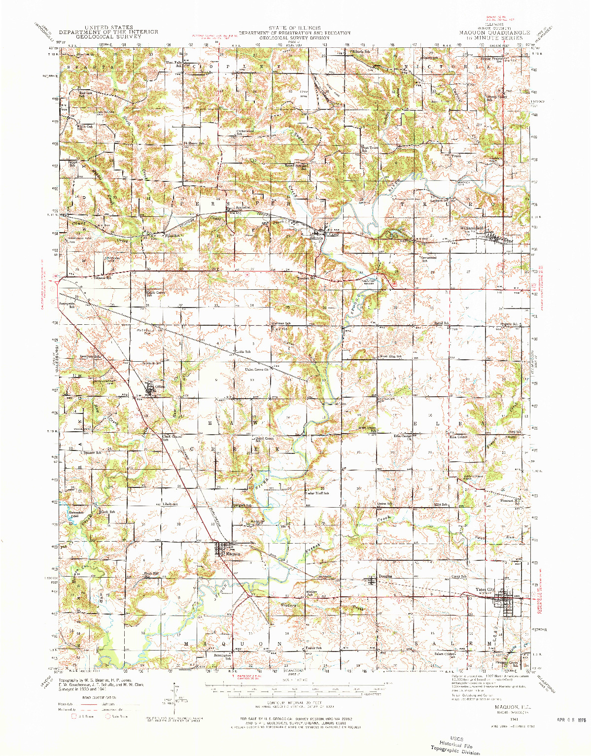 USGS 1:62500-SCALE QUADRANGLE FOR MAQUON, IL 1941