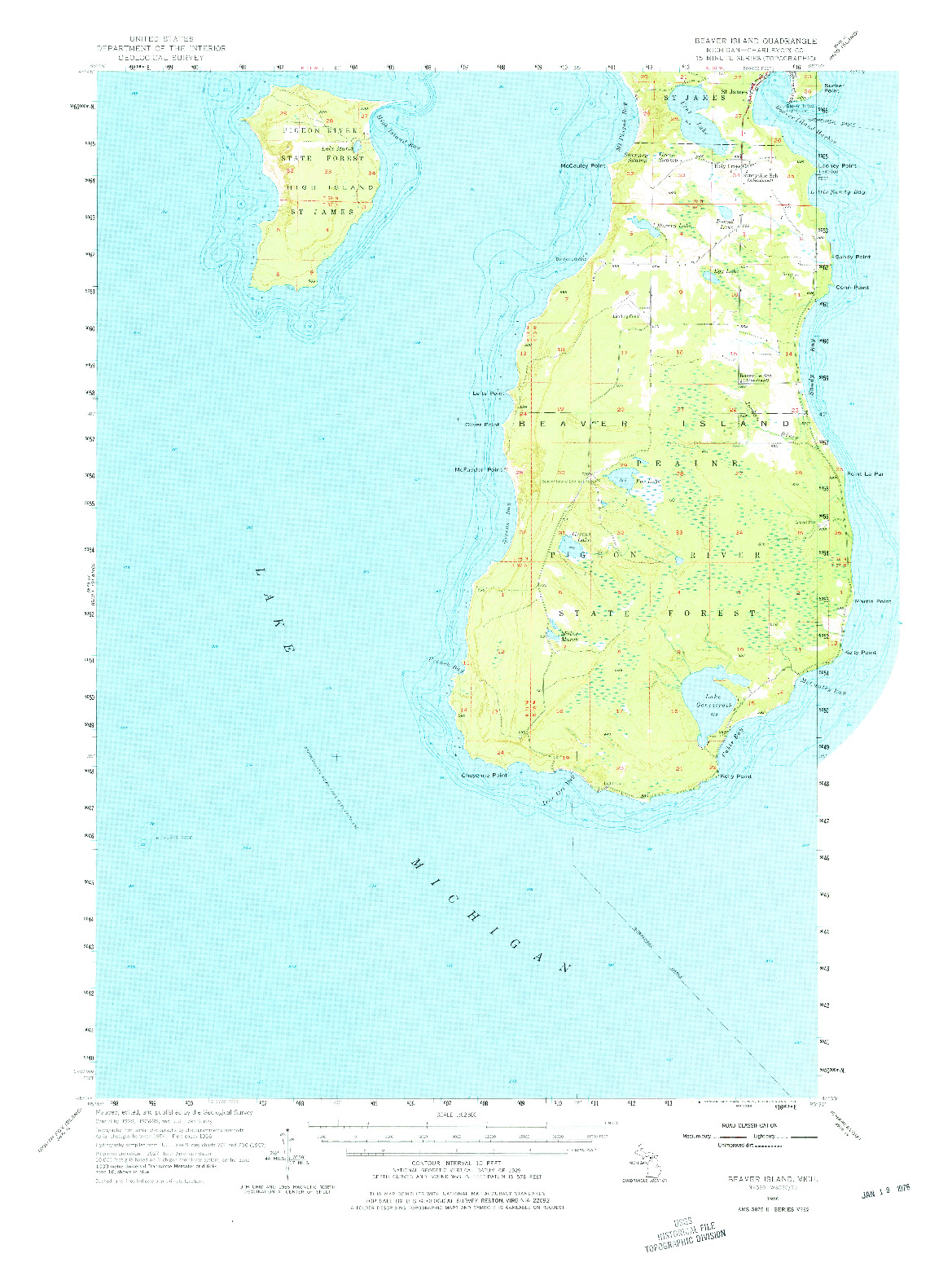 USGS 1:62500-SCALE QUADRANGLE FOR BEAVER ISLAND, MI 1956