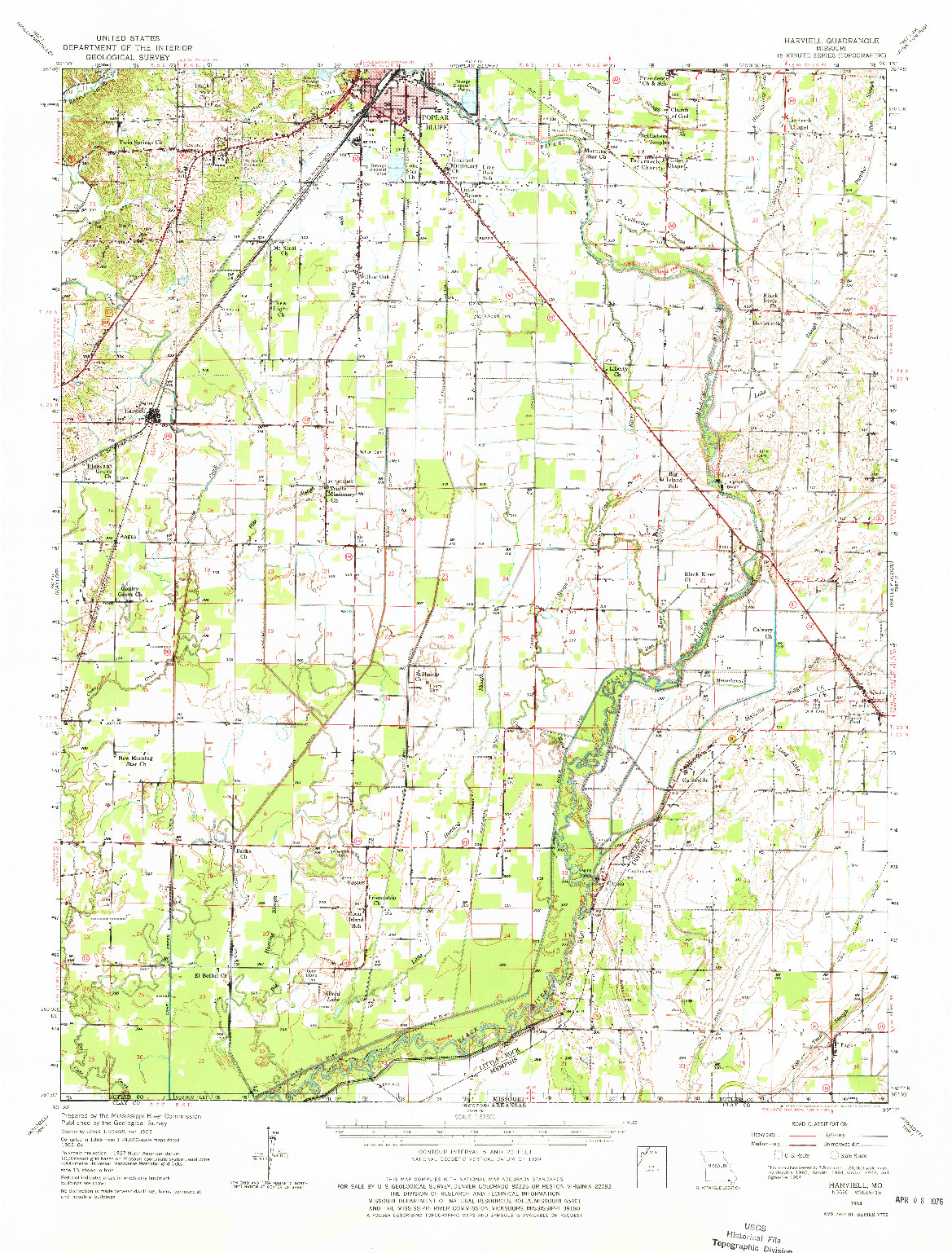 USGS 1:62500-SCALE QUADRANGLE FOR HARVIELL, MO 1964
