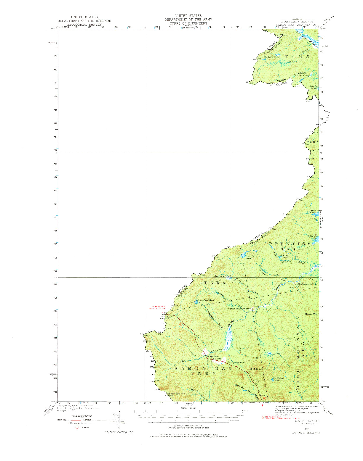 USGS 1:62500-SCALE QUADRANGLE FOR SANDY BAY, ME 1927