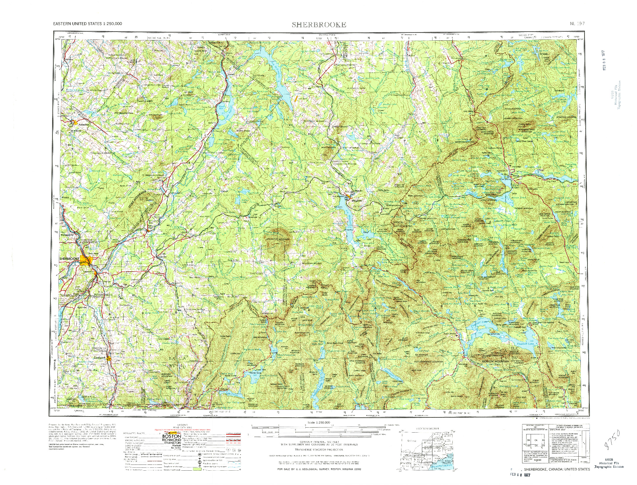 USGS 1:250000-SCALE QUADRANGLE FOR SHERBROOK, ME 1976