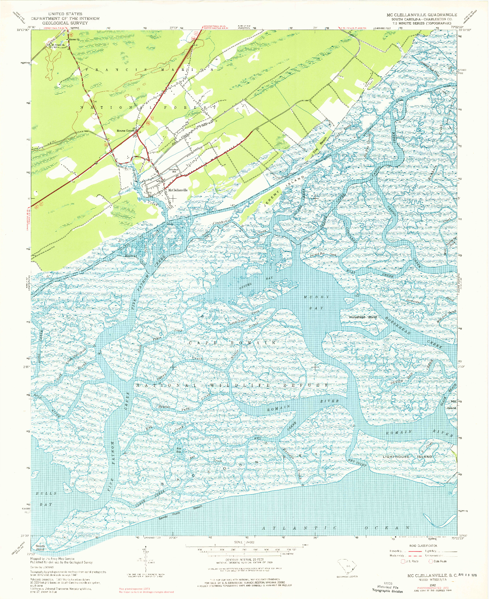 USGS 1:24000-SCALE QUADRANGLE FOR MC CLELLANVILLE, SC 1942