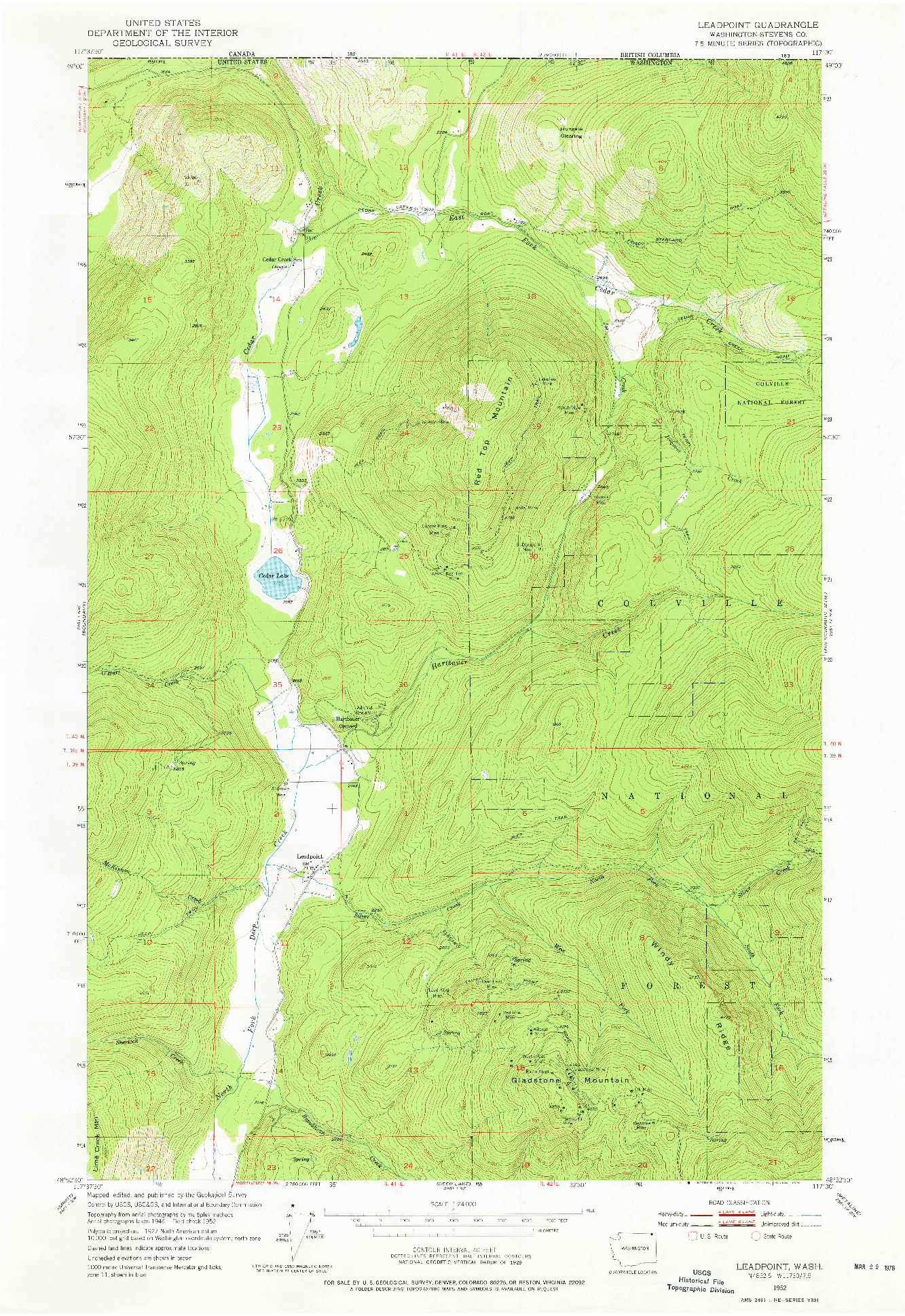 USGS 1:24000-SCALE QUADRANGLE FOR LEADPOINT, WA 1952