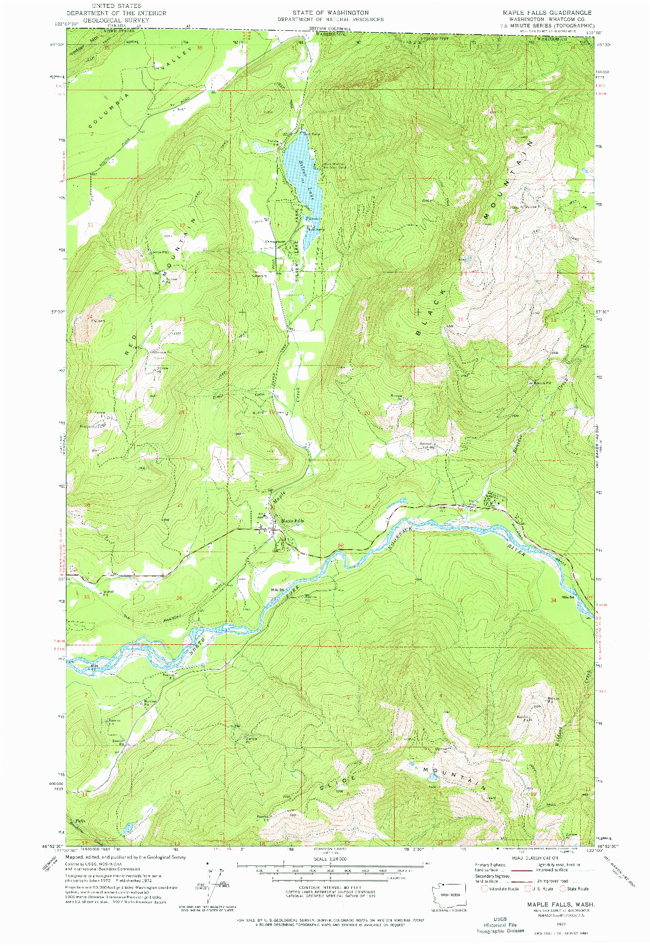 USGS 1:24000-SCALE QUADRANGLE FOR MAPLE FALLS, WA 1972